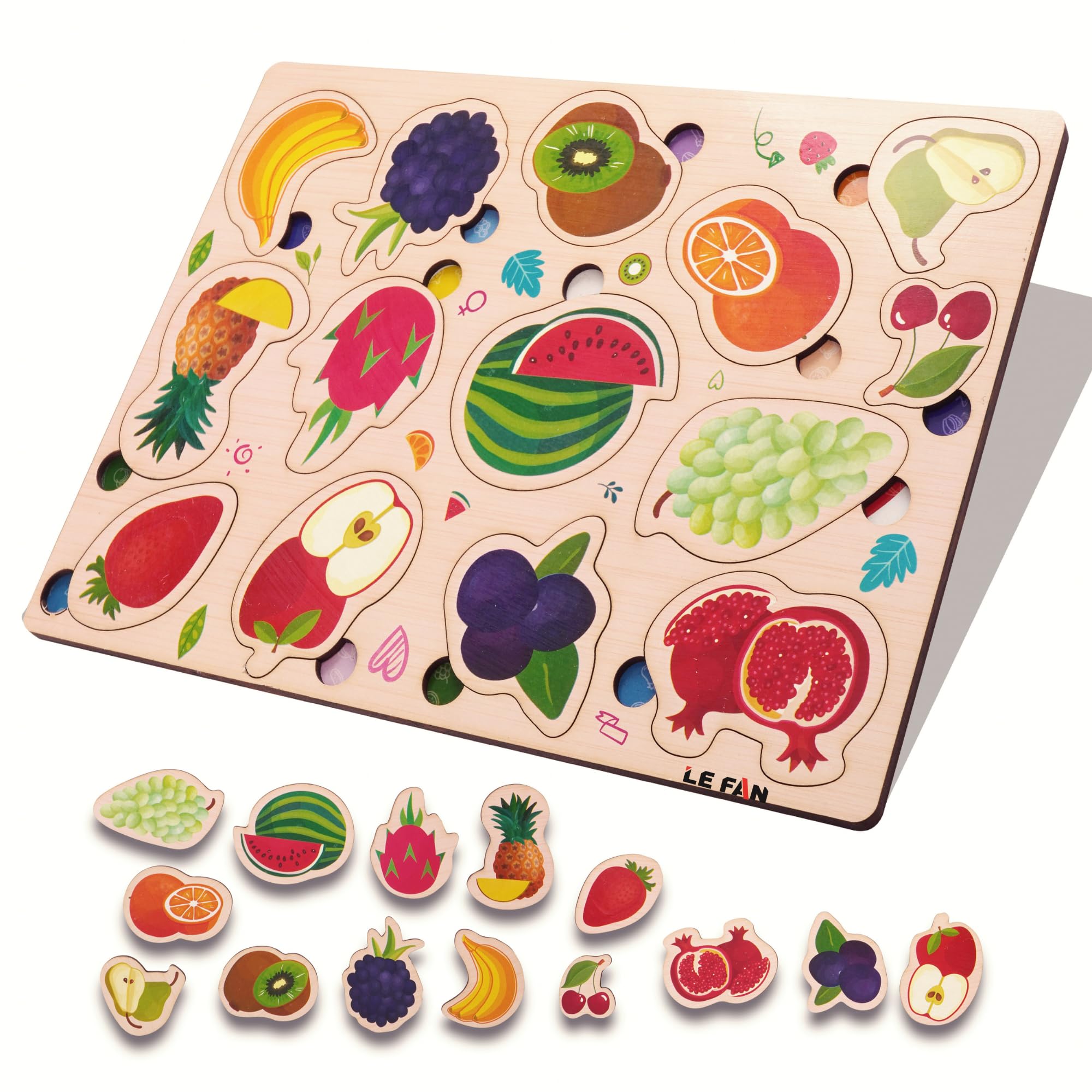Delightful Fruits Puzzle Wooden Set for Kids - Engaging and Educational Toy to Ignite Creativity and Cognitive Skills Wooden Peg