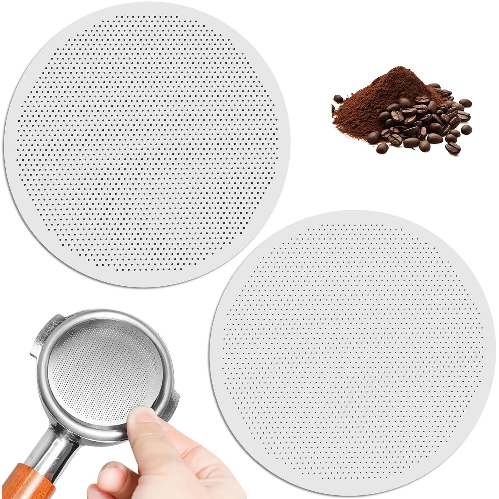 LAIYORA 2 Stück 304 Edelstahl Kaffeefilter 61mm Wiederverwendbar Metall Kaffeefilter für Camping Outdoor Ultra-Feines Mesh Filterkaffee Zubehör Tragbare Alternative zu Papierfilter für Cafetiere