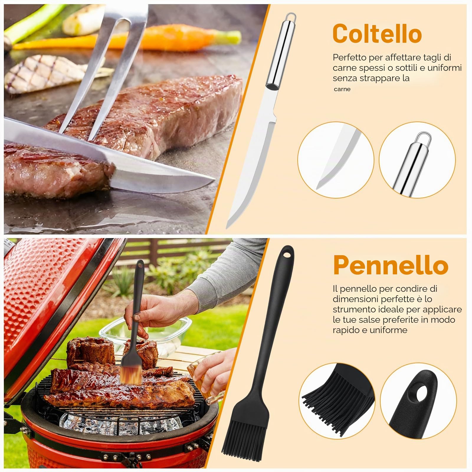15Pcs Kit Barbecue,Set Barbecue Professionale In Acciaio Inox,Pratico Set Utensili Barbecue Attrezzi Con Borsa Portatile,Set Barbecue Accessori Regalo Uomo Cortile Campeggio All'aperto Cucina Picnic