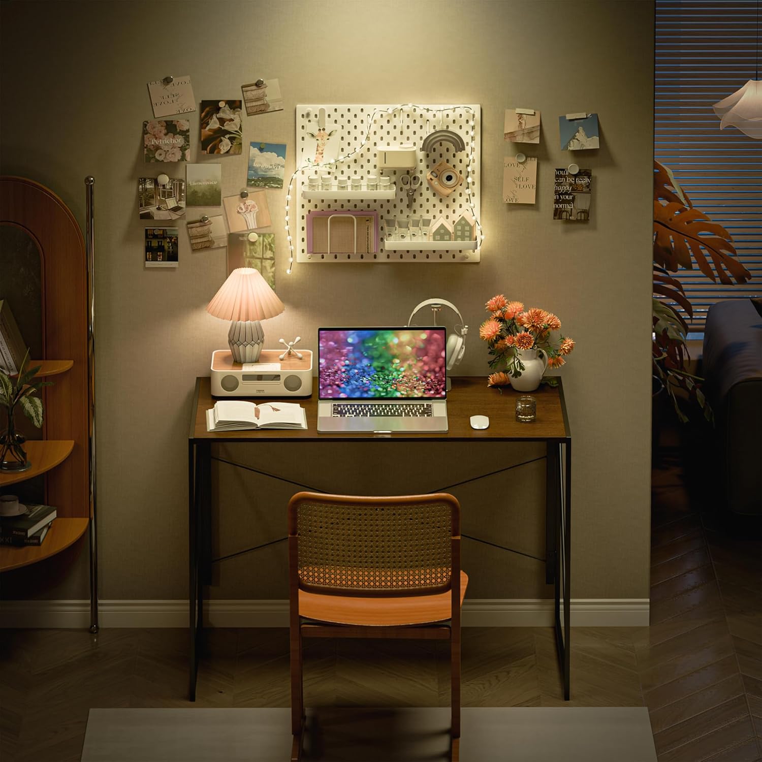 ZENY Folding Computer Desk 39'' Sturdy Writing Desk Gaming Desk Home Office PC Laptop Foldable Table Modern Simple Small Study Desk Steel Frame