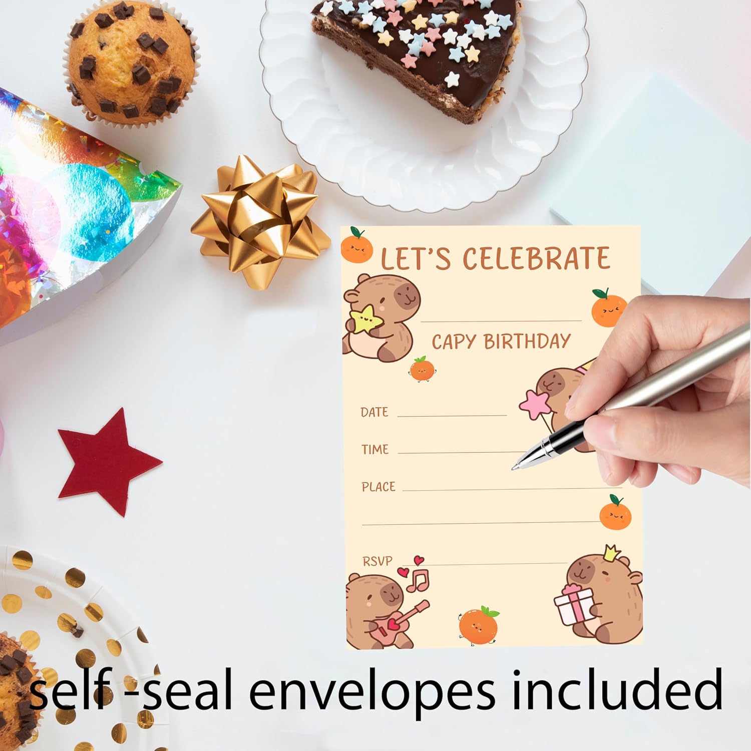 Capybara Birthday Invitations 20 Cards With Envelopes,Birthday Party Invitations Birthday Party Supplies.(027)
