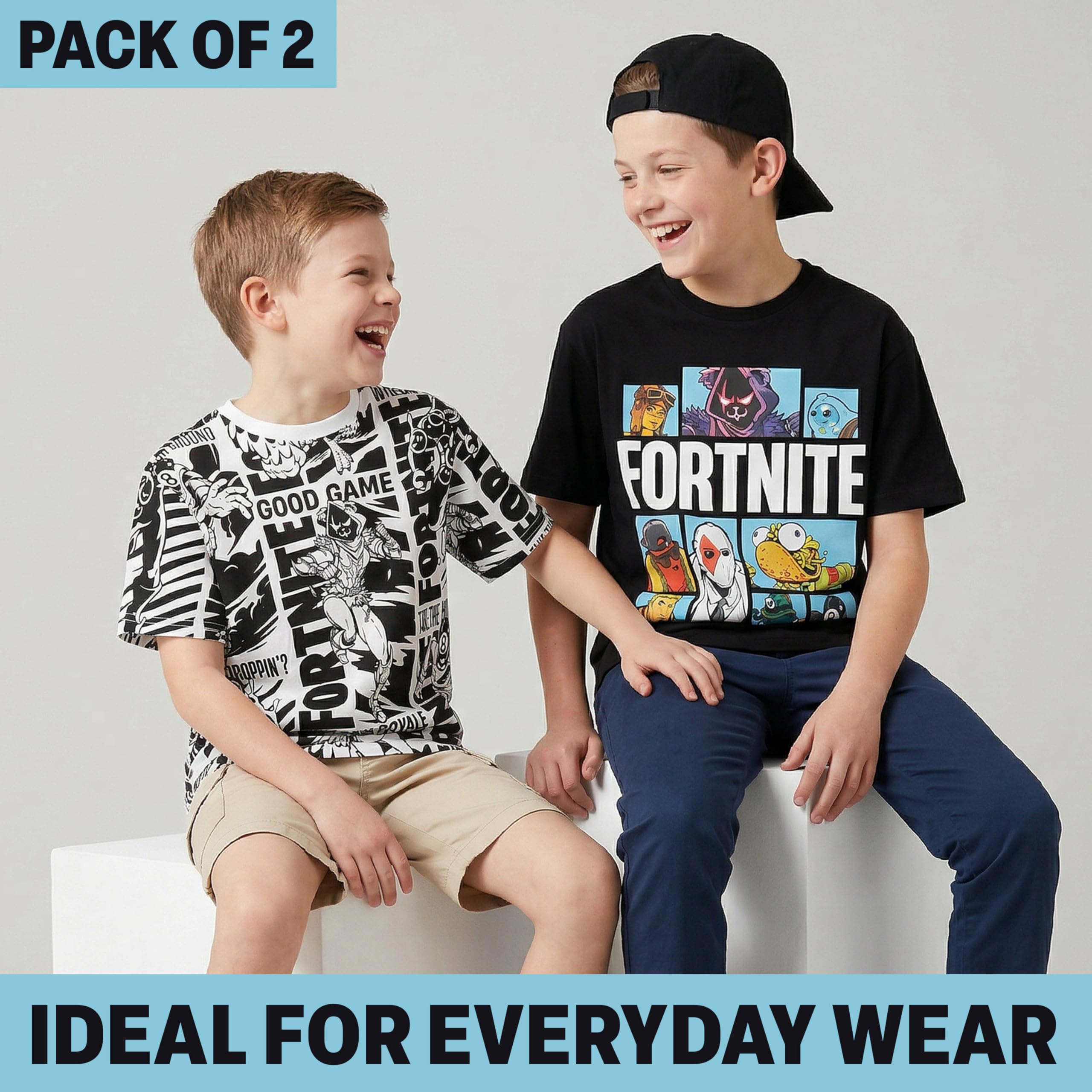 Pokemon | Minecraft | Fortnite T-Shirt Jungen, Multipack, Weich Kurzarm Baumwolle Shirt, Lässig Sommer Kinder Top, Anime Gaming Geschenke für Kinder