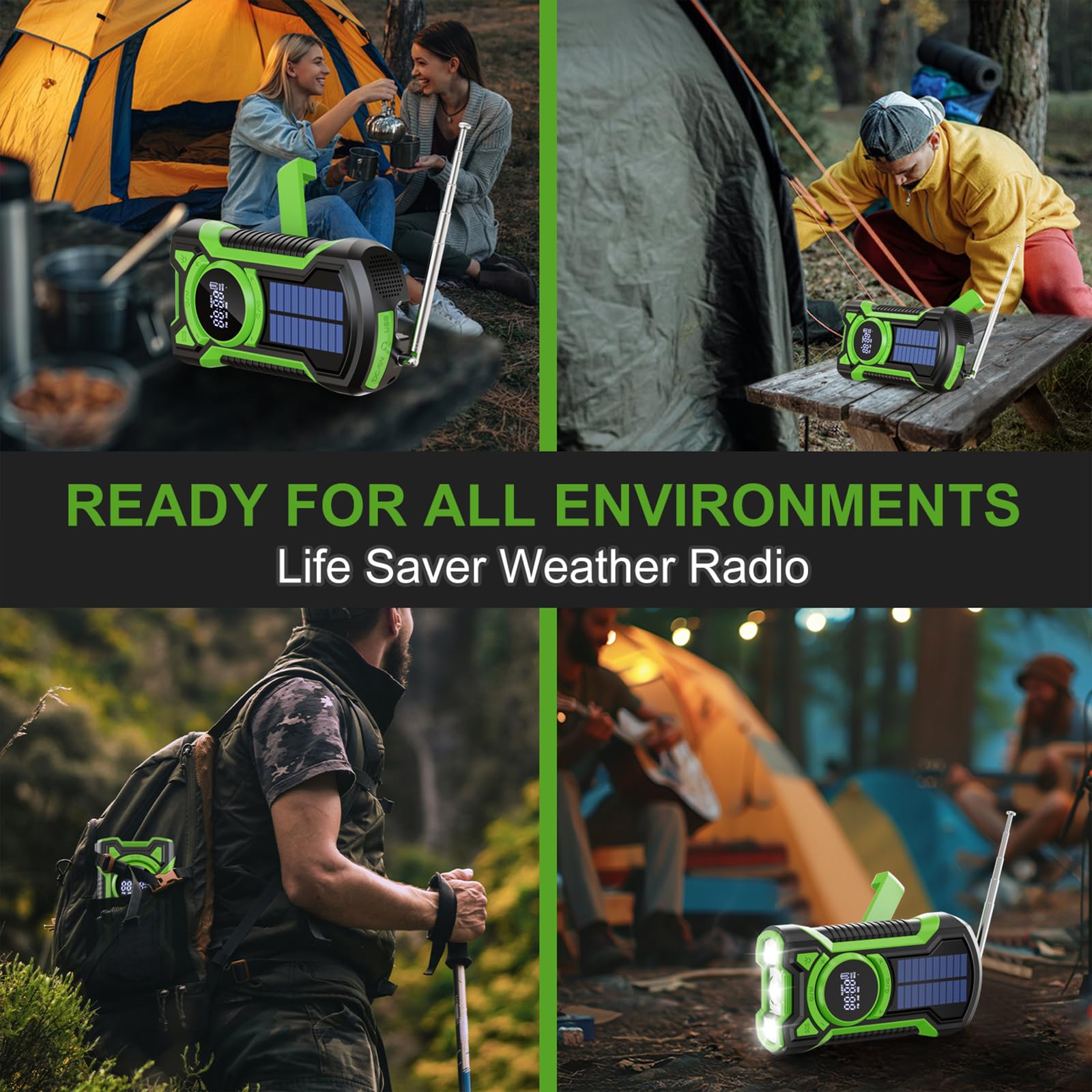 Gemmac Radio Awaryjne z Ręczną Korbą i Bluetooth, AM/FM/SW Radio Słoneczne z Korbką z Akumulatorem 5000 mAh Power Bank/SOS Alarm/Latarka, USB Zasilanie Bateryjne Radios dla Outdoor Camping Emergency