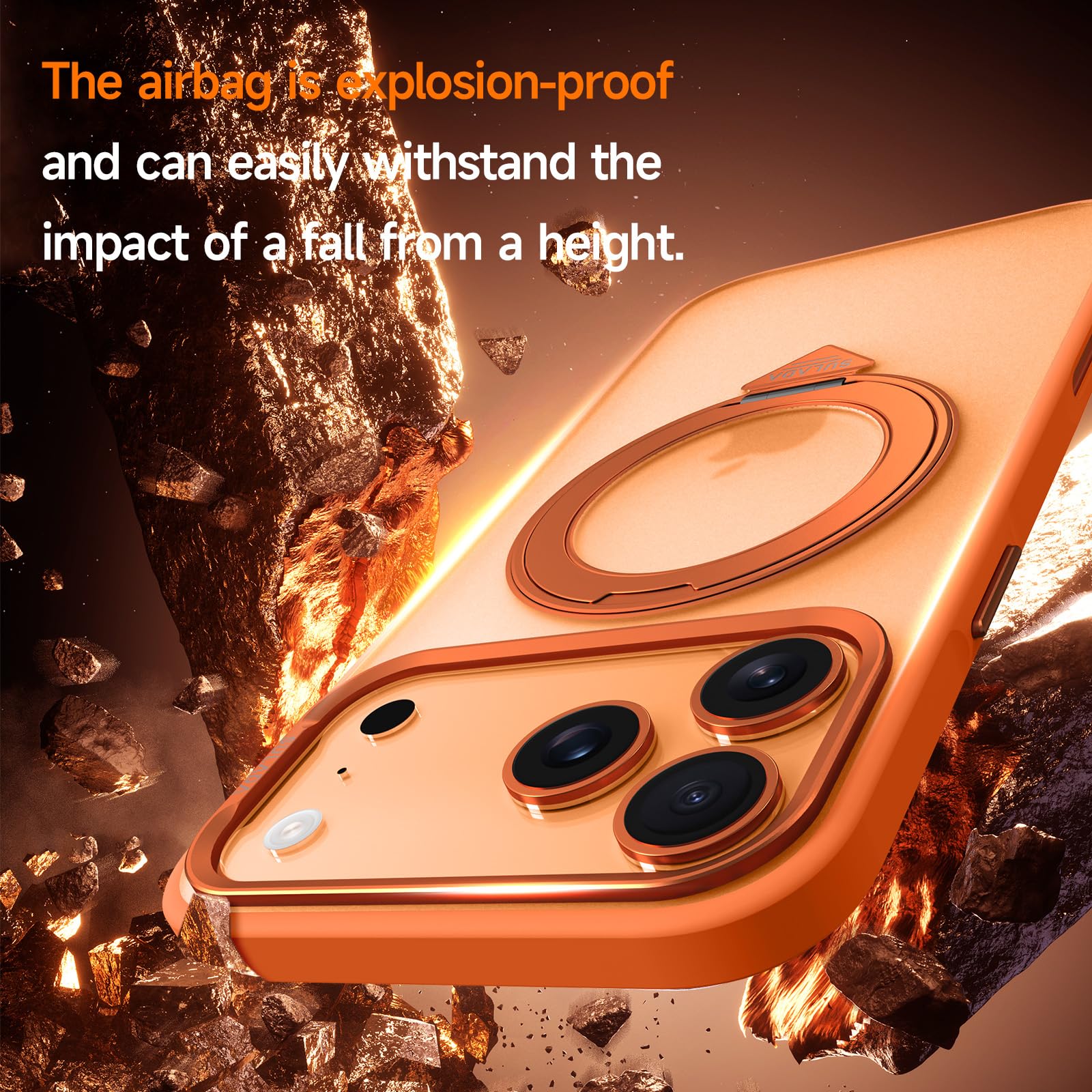 Funda Delgada Translúcida para iPhone 17 Pro Max/17 Pro/17 Air/17, con Soporte Giratorio de 360 ​​Grados, Antiamarilleo y Protección a Prueba de Golpes.-Grey||17 Air