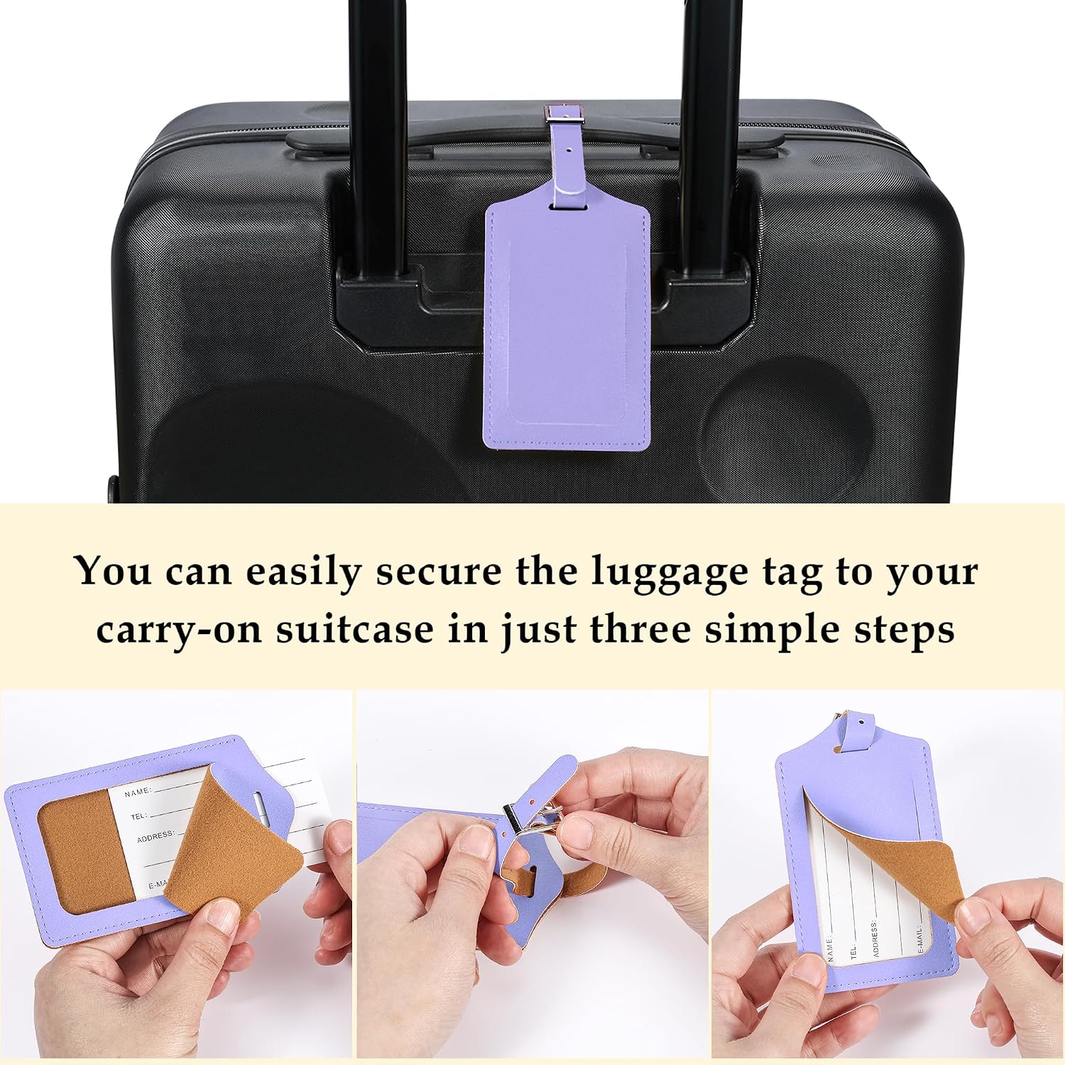 Travelambo Luggage Tags for Suitcases PU Leather Travel Tags Bag Tags Privacy Protection Travel Essentials image 5