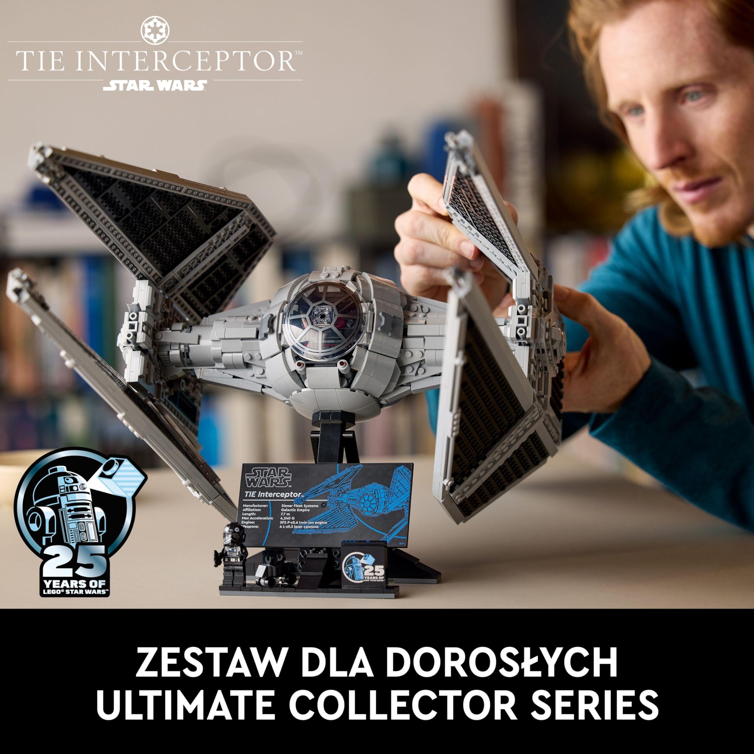 LEGO Star Wars TIE Interceptor 75382 | Model myśliwca, kolekcjonerski zestaw klocków dla dorosłych, prezent dla fana Star Wars, ozdoba na biurko, 1931 elementów