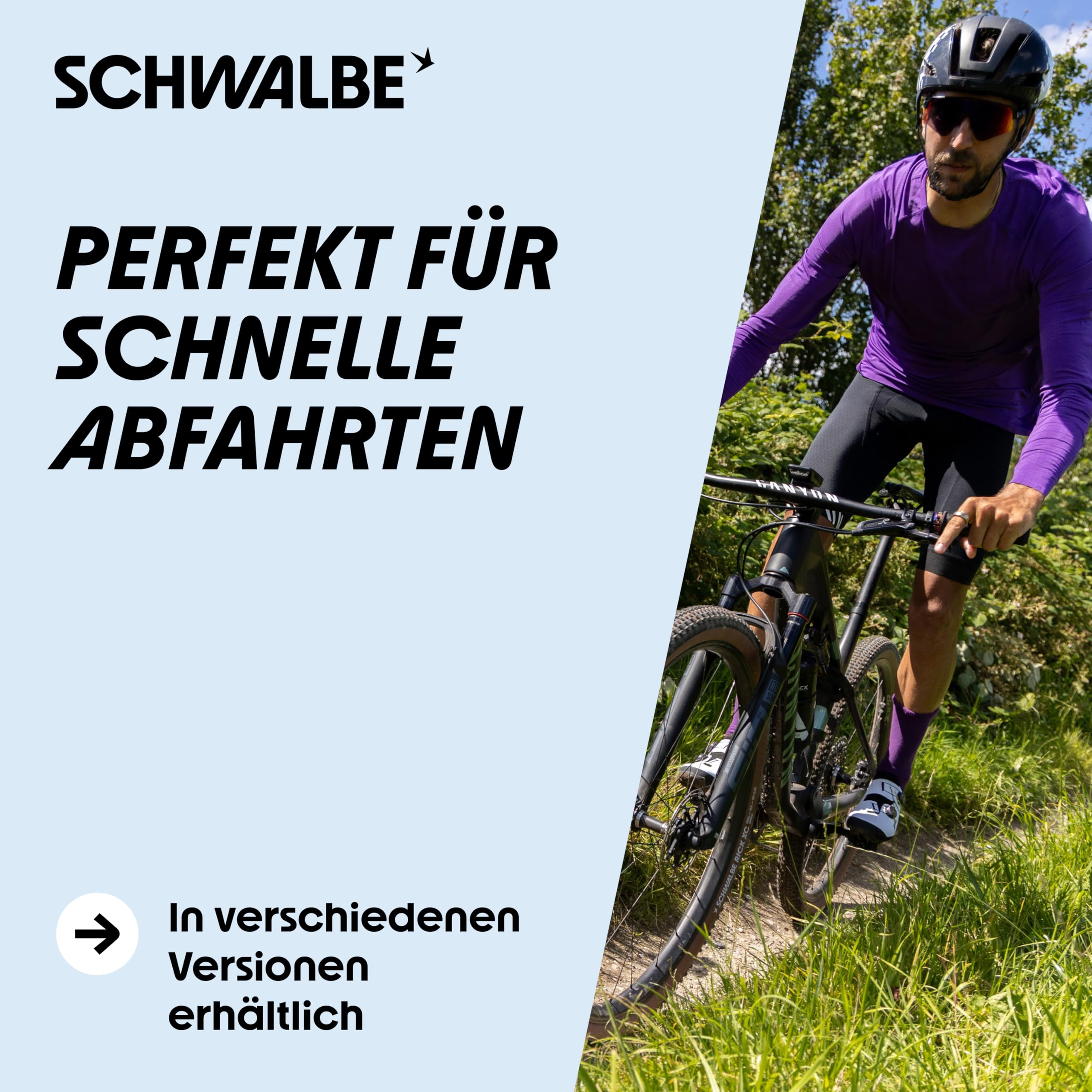 Schwalbe Fahrradreifen Rocket Ron – MTB Reifen 16 bis 29 Zoll – Tubeless Easy, für Cross-Country und Marathon Reifen – ADDIX Compound – vereint Speed und Kurvengrip