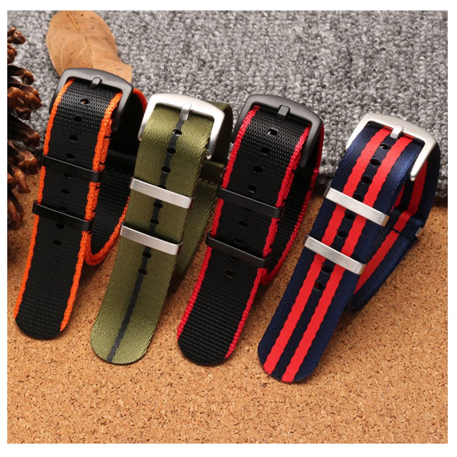 20 mm 22 mm NATO Nylongewebe Uhrenarmband Sport Militär Fallschirmband Uhrenarmband Armband für Seiko/Omega/Rolex 300 (Farbe: S04, Größe: 20 mm)
