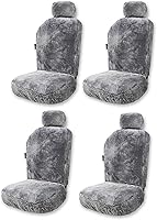 Vista 8 de ZONETECH Fundas de Asiento de Piel de Oveja Peludas Fundas de Asiento de Coche de Lana Merino Australiana Negra Accesorios de Auto de Piel Esponjosa