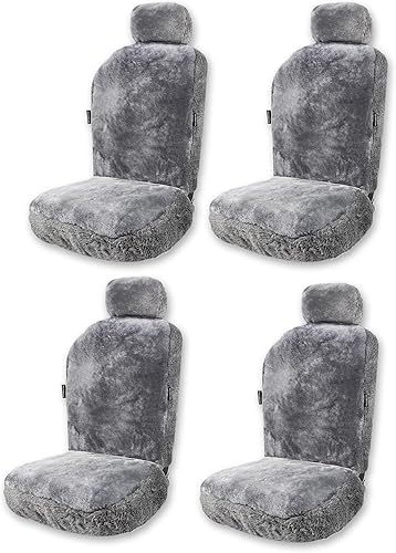 Miniatura 8 de Zone Tech - Funda de asiento de coche de piel de oveja auténtica, 2 unidades, fundas de asiento delantero de lana de lujo esponjosas, universales