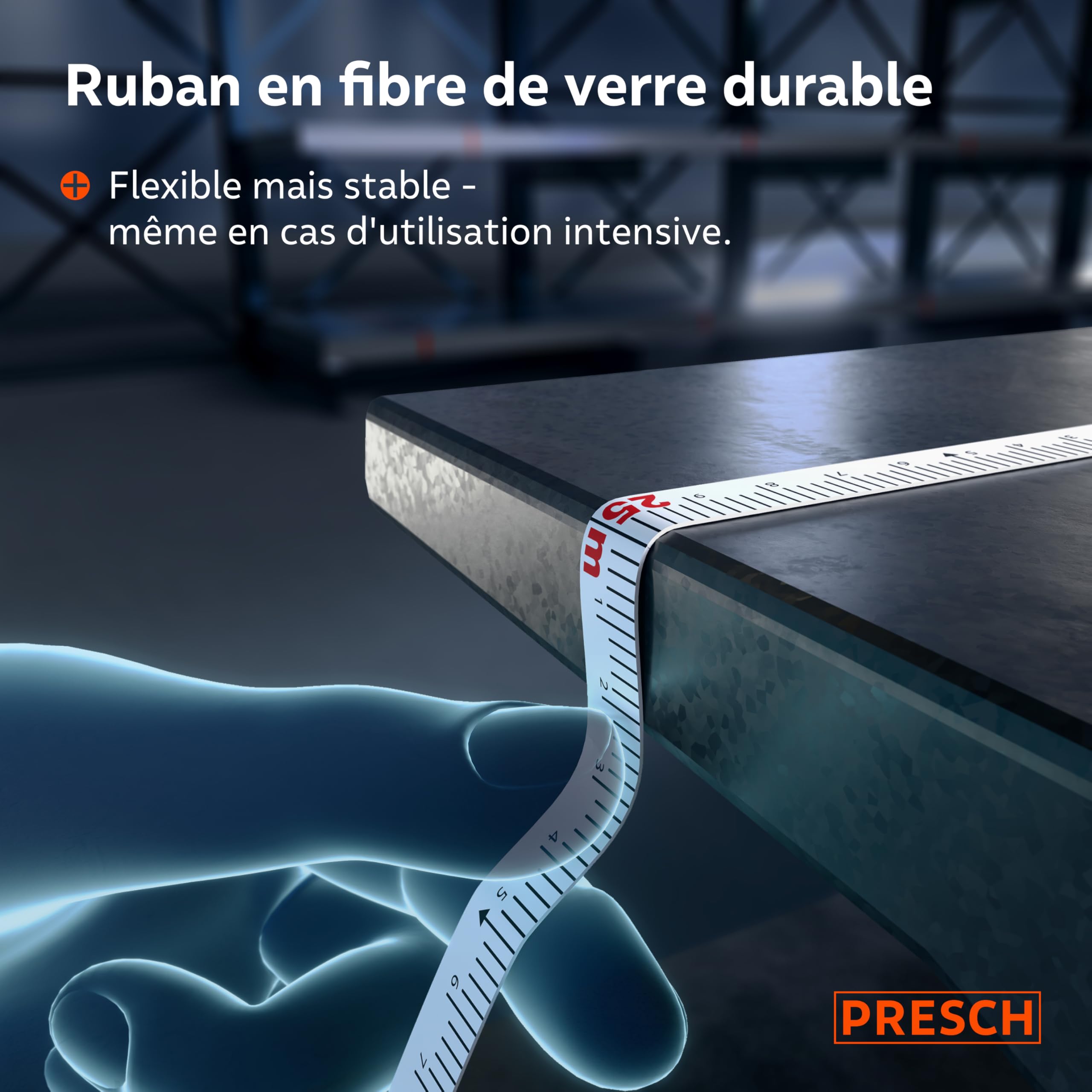 Presch Mètre Ruban 50m – Décamètre en Fibre de Verre résistant – Retour Rapide 3:1 – Verrouillage par Manivelle – Maintien sûr avec crochet multifonctions - Mètre enrouleur, Ruban d'Arpenteur