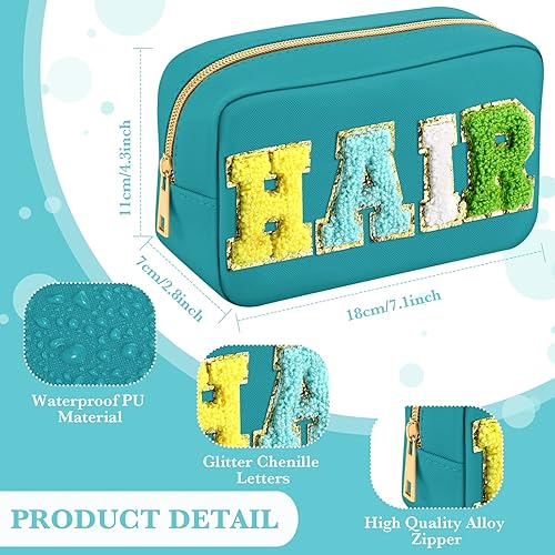 Miniatura 9 de Sanwuta Juego de 4 bolsas de viaje para el cabello, cara y piel, bolsa de maquillaje, bolsa de piel sintética, impermeable, organizador de