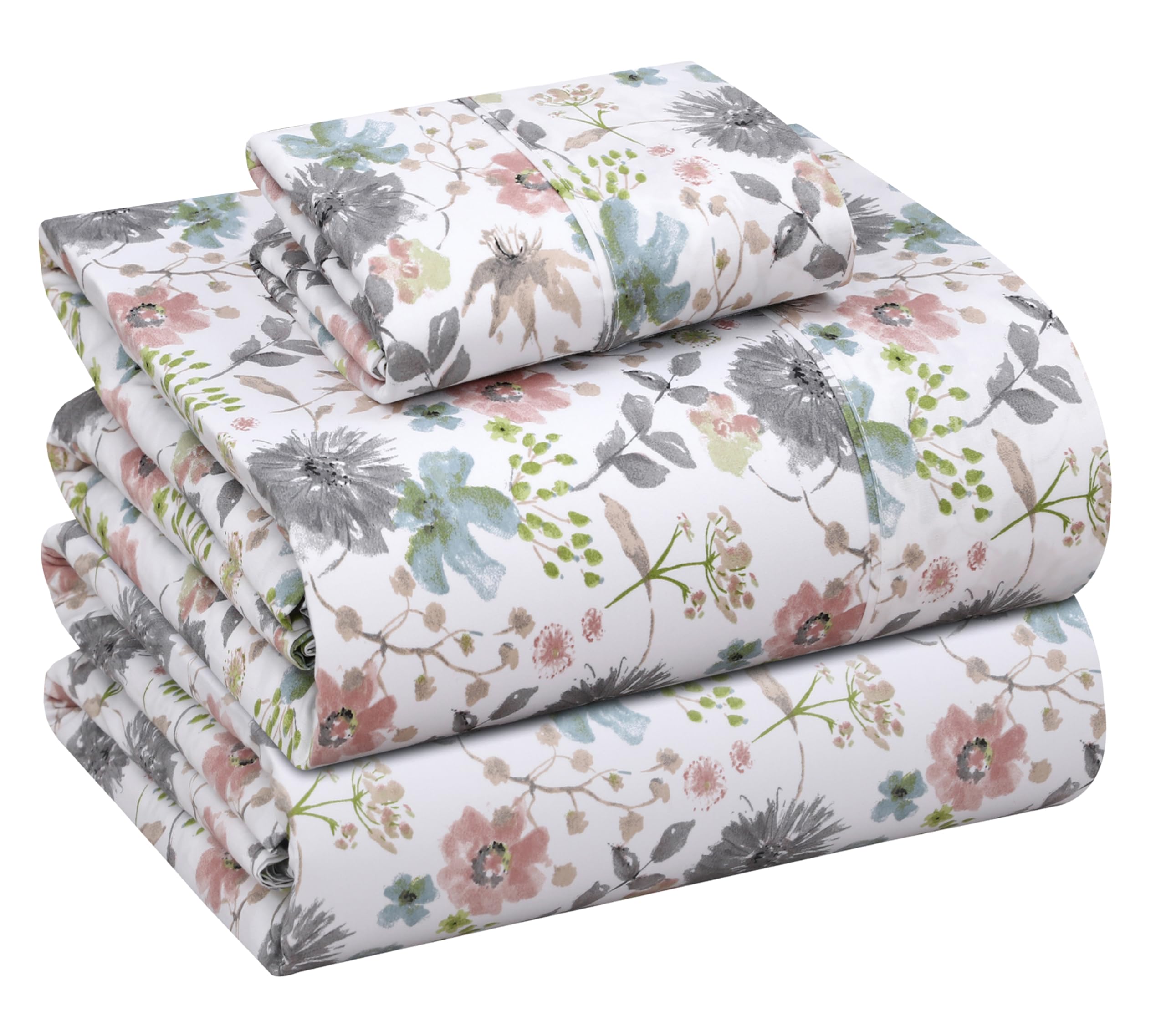 RUVANTI 100% Cotton Twin Sheets, Percale Twin Sheet Set, Dandelion Field