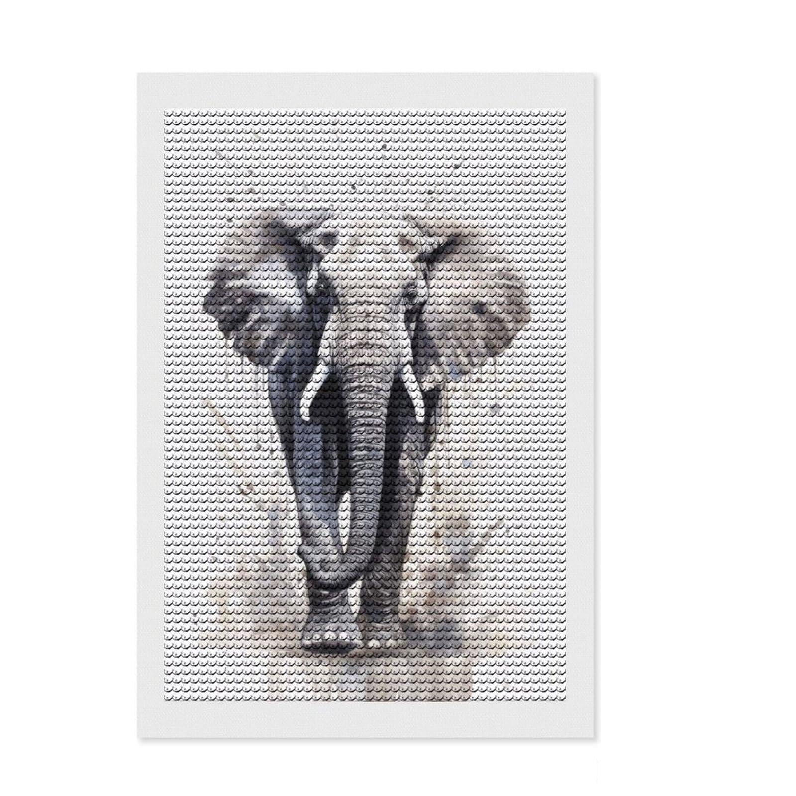 Junmoney Elephant Splashes Diamond Painting Set 8"x12", for Women, Easy to Enjoy, Cosy Home Accent, Festive Craft Gift, Simple to Start