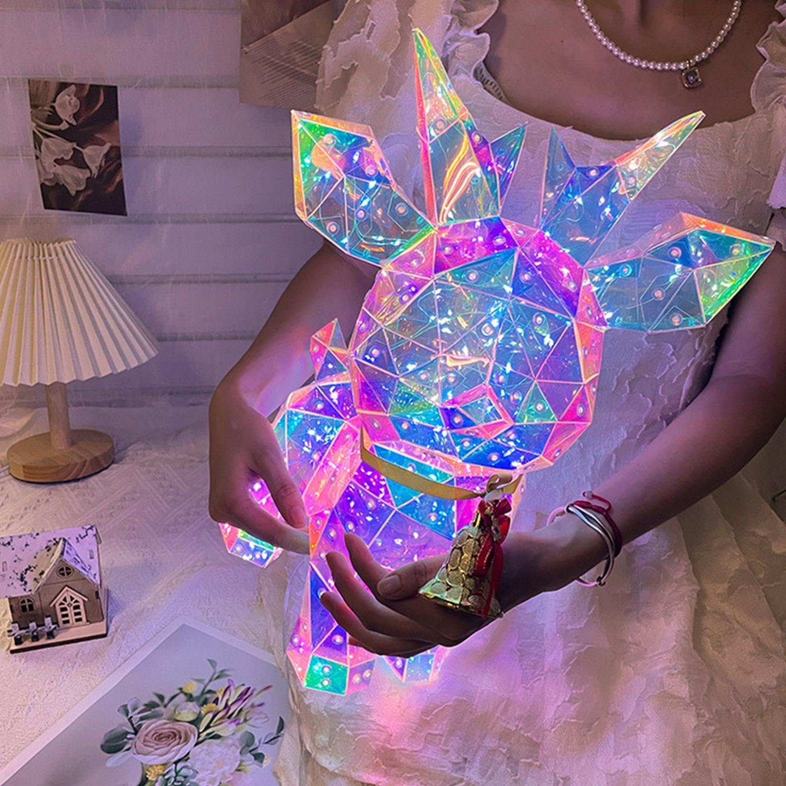 Renne Lumineux - Décoration de Noël - Élan de Noël - Figurine d'élan | lumineux à LED - Décoration de Noël à LED - Statue lumineuse pour bureau à domicile