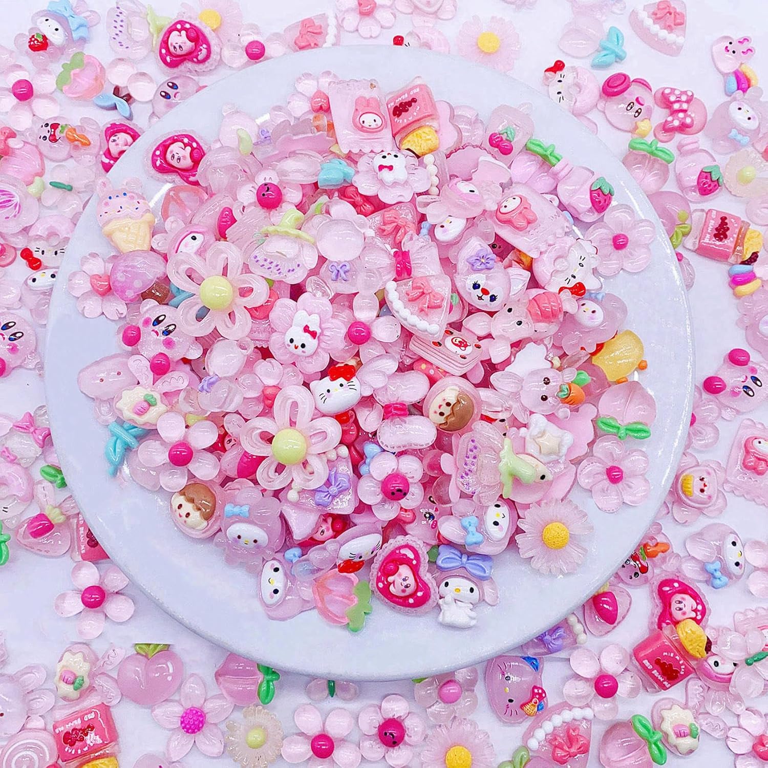 100 Pcs Flat Back Resin Slime Charms Bulk for Crafts, 3D Flatback Cute Charms Making Supplies for DIY Scrapbooking Crafting (Pink) - Image 4