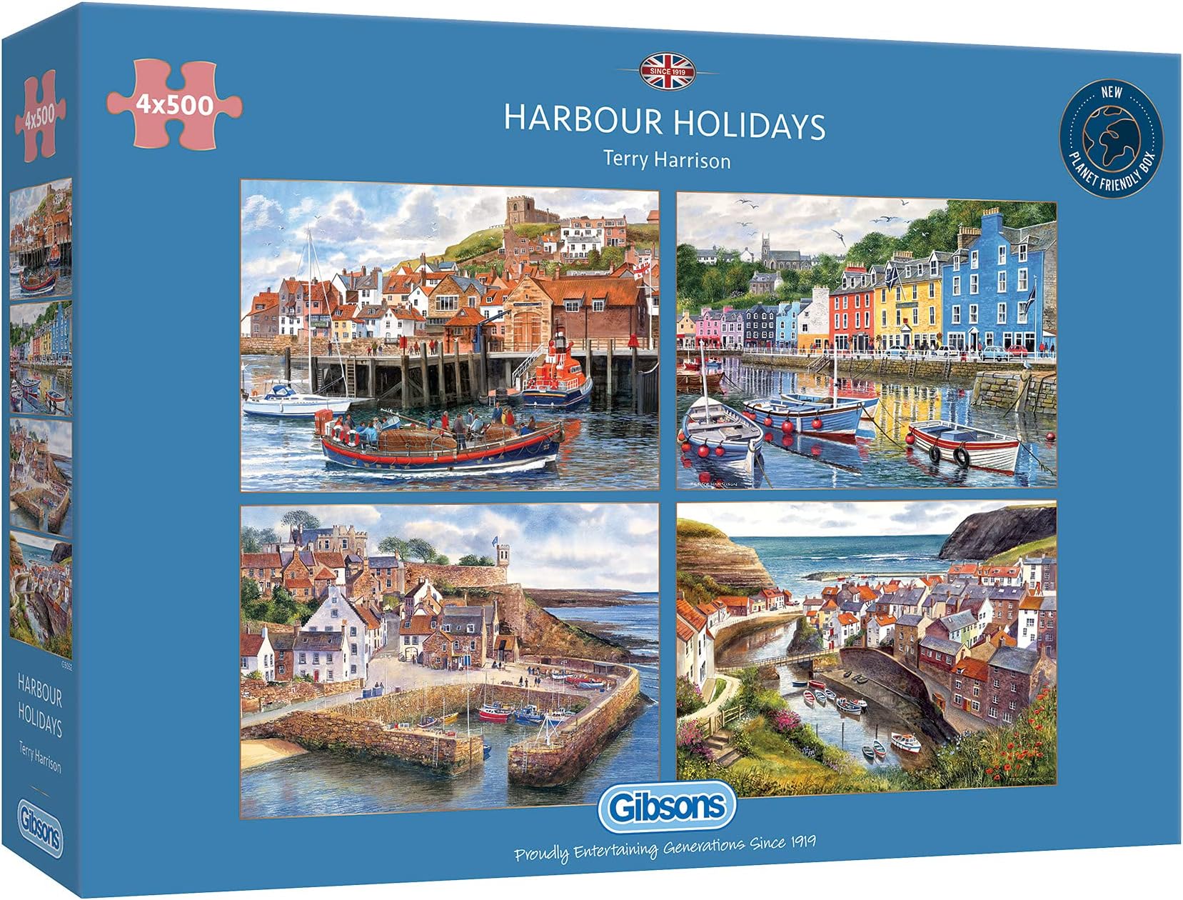 Harbour Holidays 4x500 Piece Jigsaw Puzzle | Multi-Puzzle | Sustainable Puzzle for Adults | Premium 100% Recycled Board | Great Gift for Adults | Gibsons Games