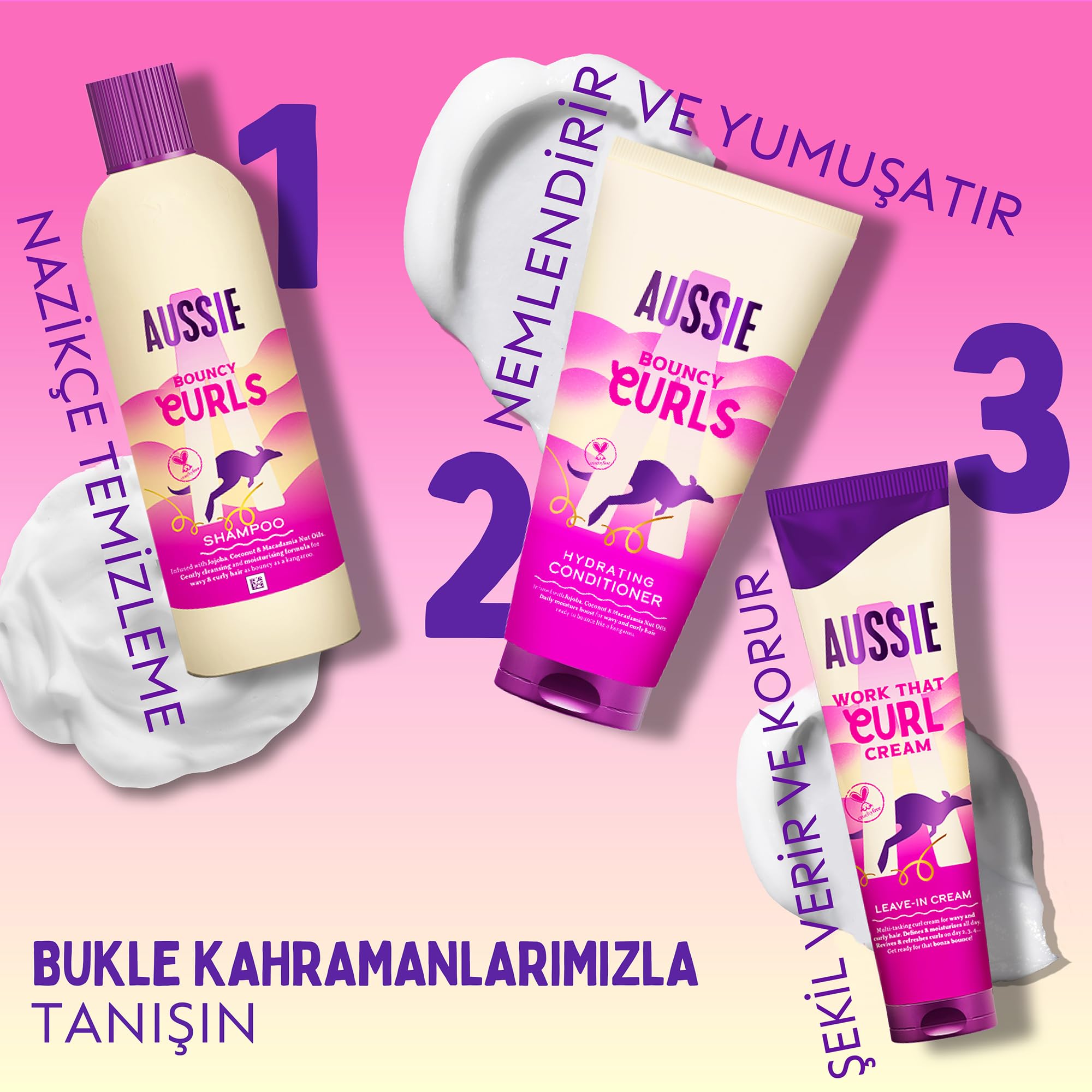 Aussie Work That Curl Curl Cream 160 ml, krem bez spłukiwania do definiowania i nawilżania falujących i kręconych włosów, nasycony olejem kokosowym, wegańskim i wolnym od okrucieństwa