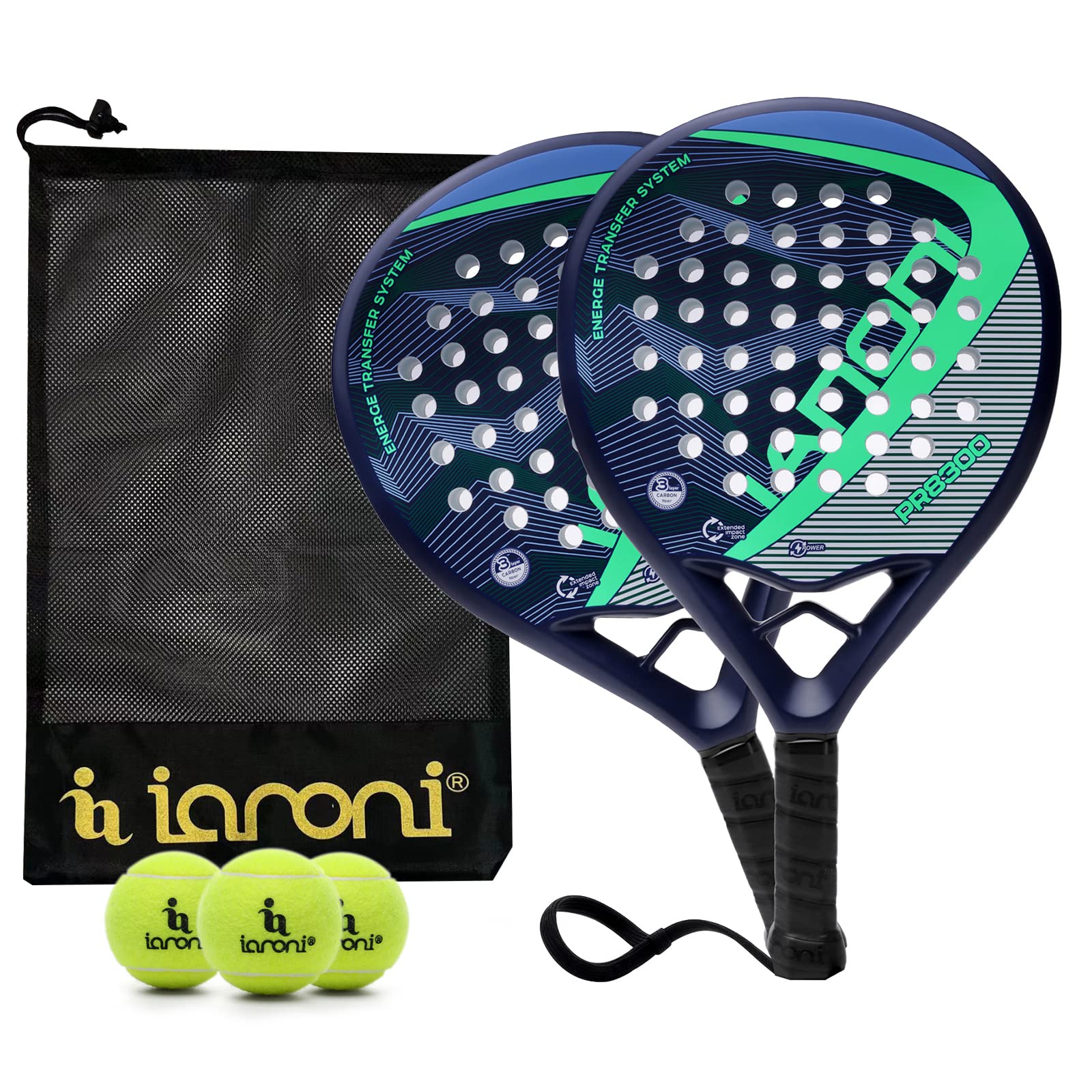 Racchetta da paddle con superficie in fibra di carbonio con nucleo in schiuma EVA Flex, padel tennis leggero