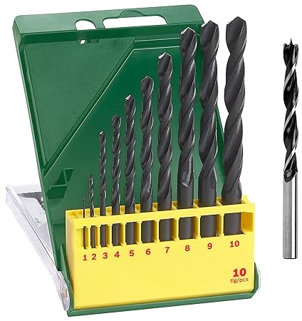 Bosch HSS-R Metal Drill Bit Set (10-Piece) & 3pcs Wood Drill Bit Set Combo