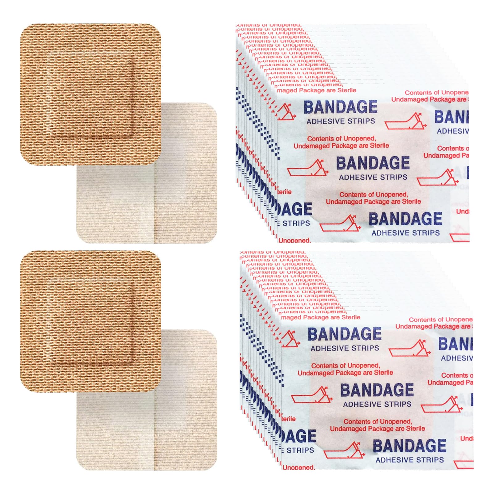 200 Pcs Adhesive Spots Bandages 1.5"*1.5" Square Flexible Fabric Adhesive Knuckle Fingertip Bandages for Wound Care and Hides Skin Spots Ideal for