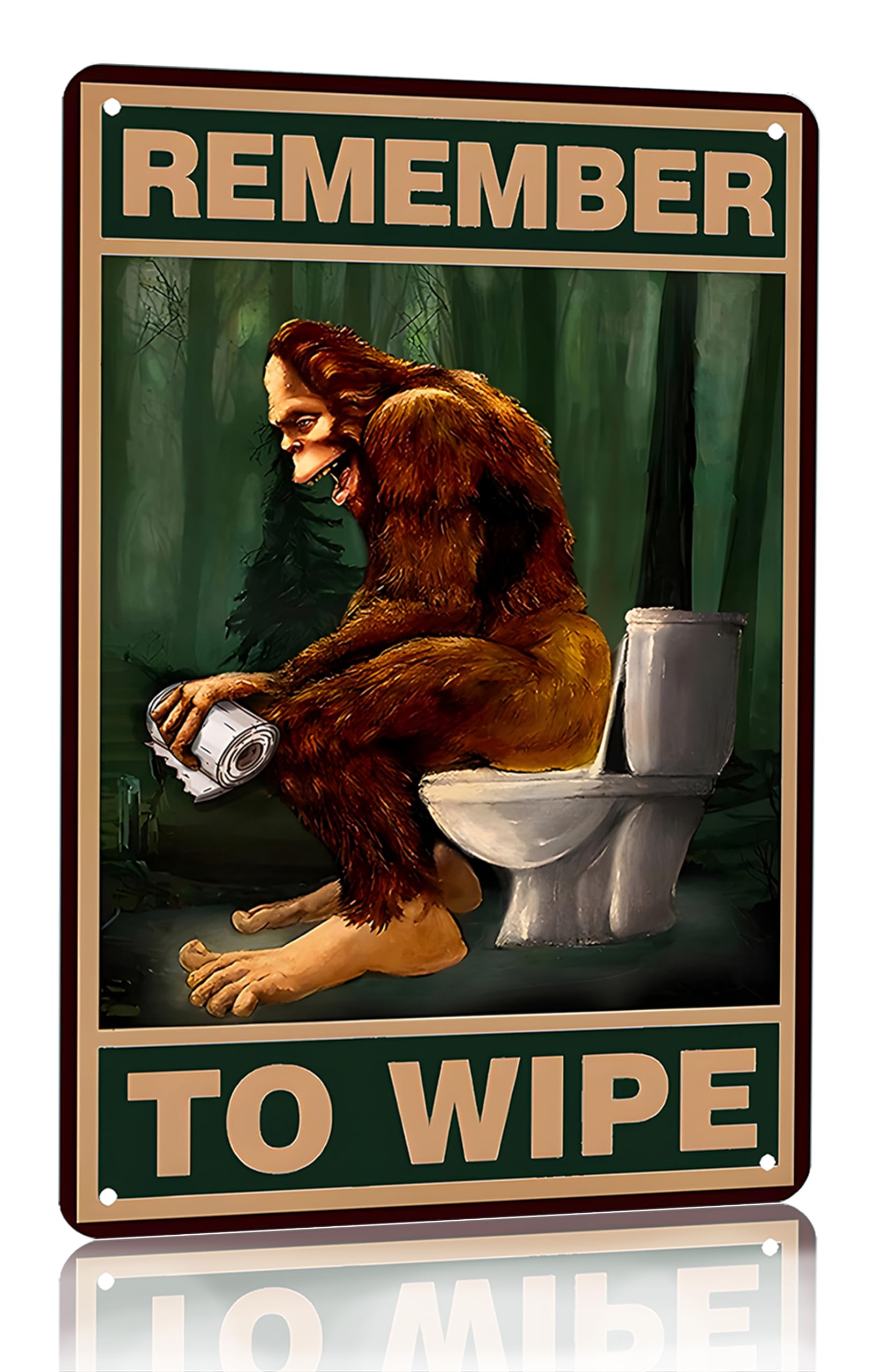 CrazySign Funny Bigfoot Remember to Wipe Tin Sign Vintage Bathroom Toilet Wall Decor 8x12 Inch (3017)