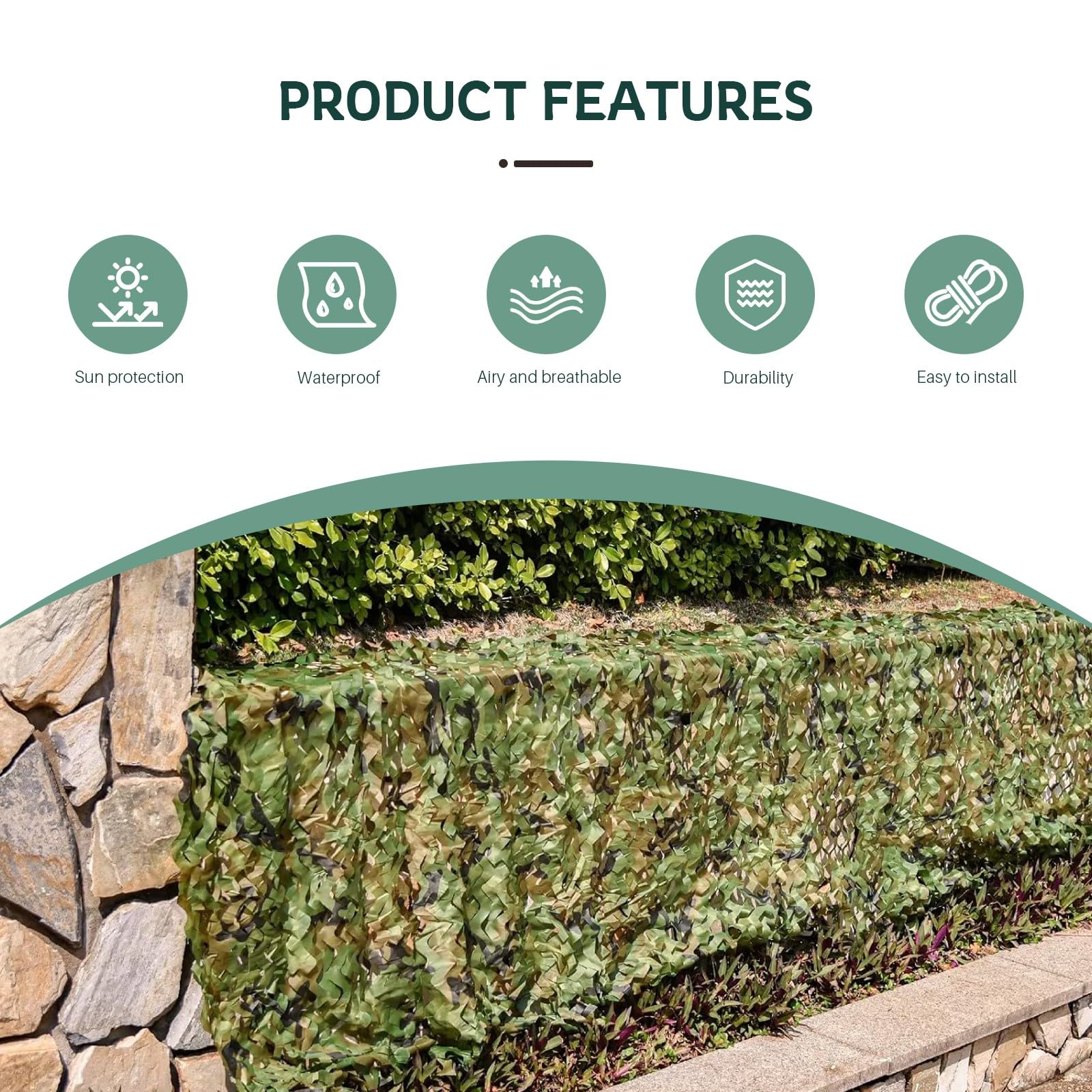 Red de Camuflaje de Jungla 8x10m Red de Camuflaje Militar Red de Sombra Exterior Protección Solar para Jardines Cubrir Vehículos Caza Decoraciones con Temática de Paisaje Forestal