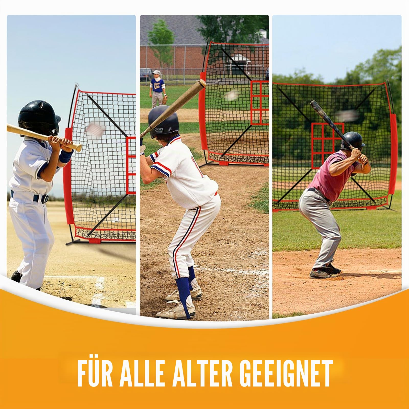 Baseball- und Softball-Trainingsnetz mit Schlagzone Wurfnetz mit Tee Tragbare Schlagnetze Trainingsbegleiter für die Technik