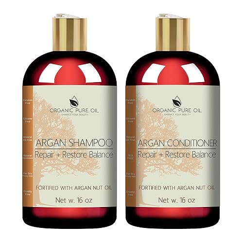 Miniatura 1 de OPO Organic Pure Oil - Champú y acondicionador de aceite de argán marroquí de 16 onzas, sin sulfatos, suave para el cabello rizado y tratado con
