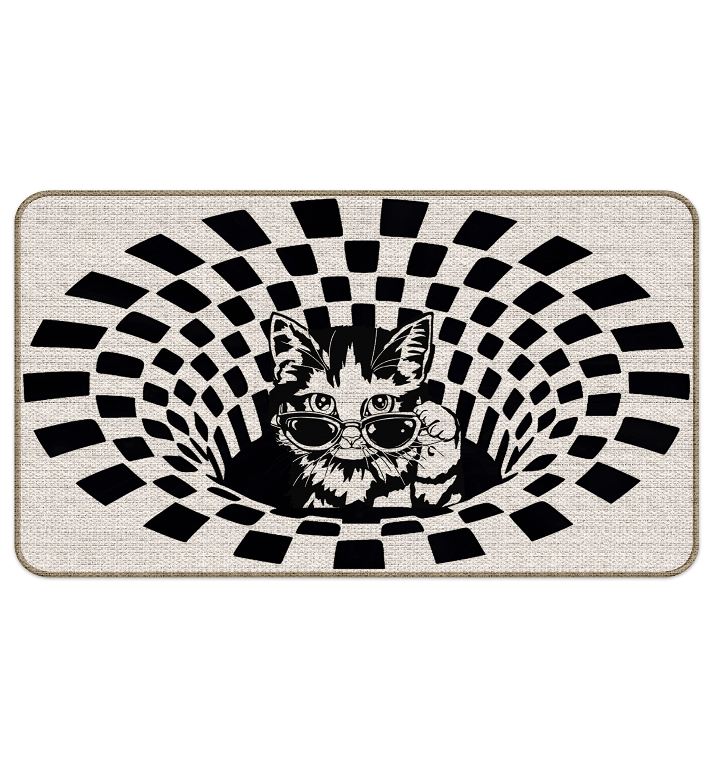 Optical Illusion Pattern Door Mat Quirky Cool Checkered Doormat Welcome Mat Housewarming Gift New Home Closing Gift Front Door Mat for Home Entrance, Yard, Floor, Patio, 17 x 30 Inch