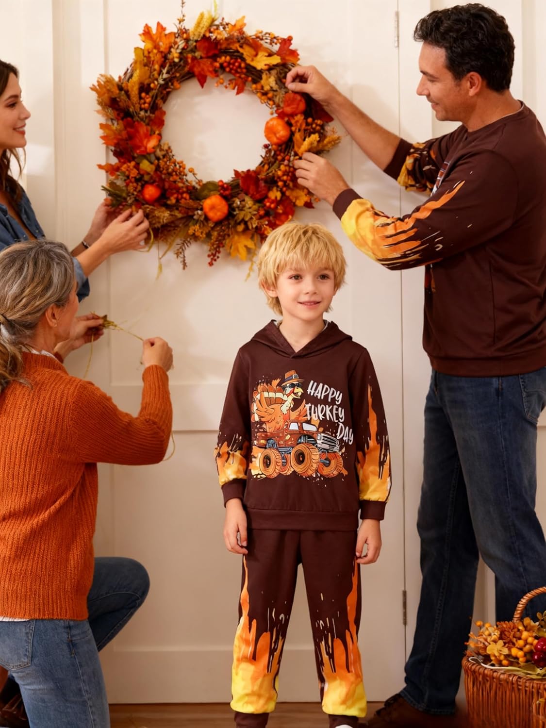 Boys Sweatsuit Long Sleeve Color Block Hoodie Sweatshirt and Jogger Pants 2PC Sets Fall Clothes (Sizes: 4-8) - Image 5