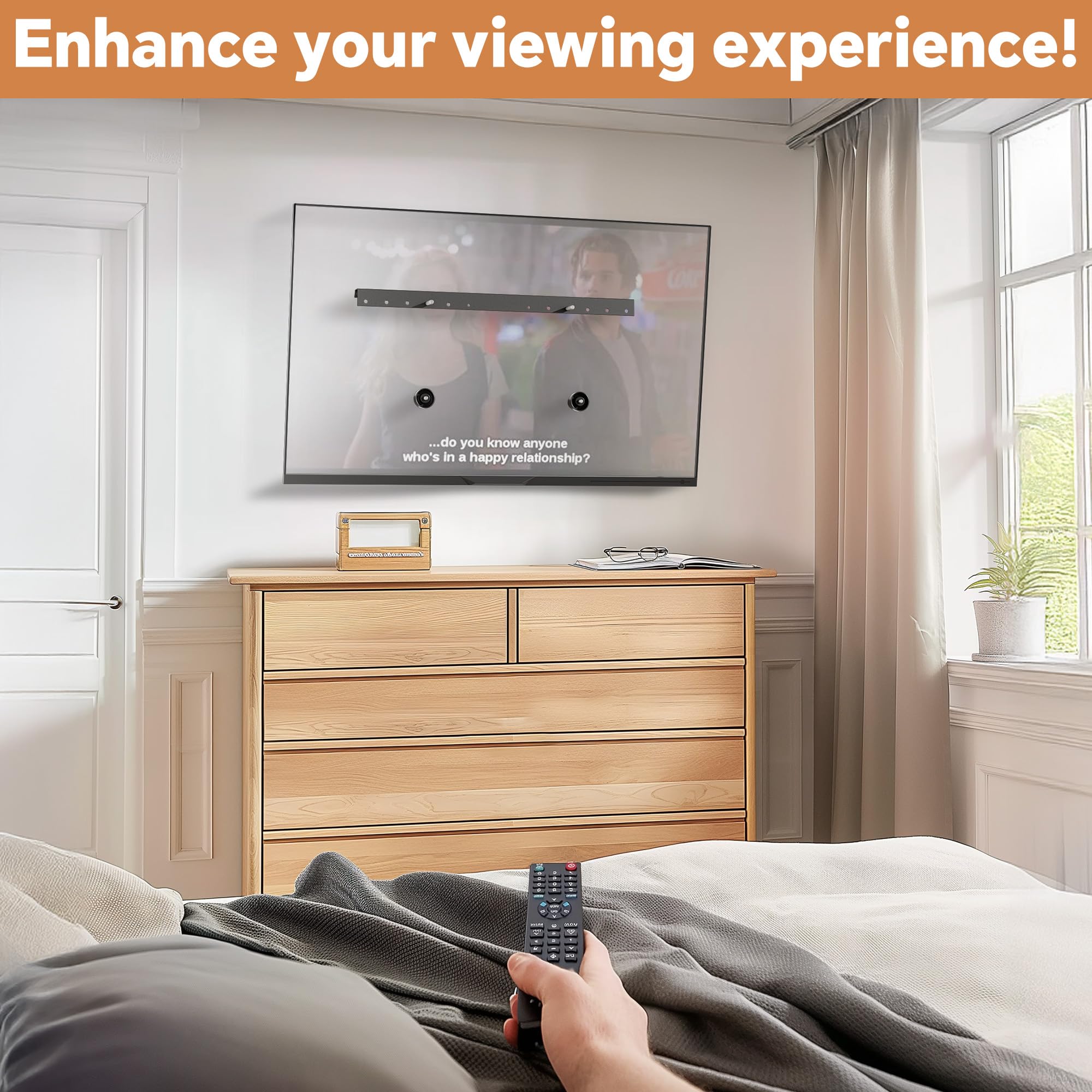 Staffa da parete per TV da 32-75 pollici, staffa universale per TV senza borchie, VESA max 600 x 400 mm fino a 68 kg, basso profilo, inclinazione di 5°, adatta alla maggior parte dei