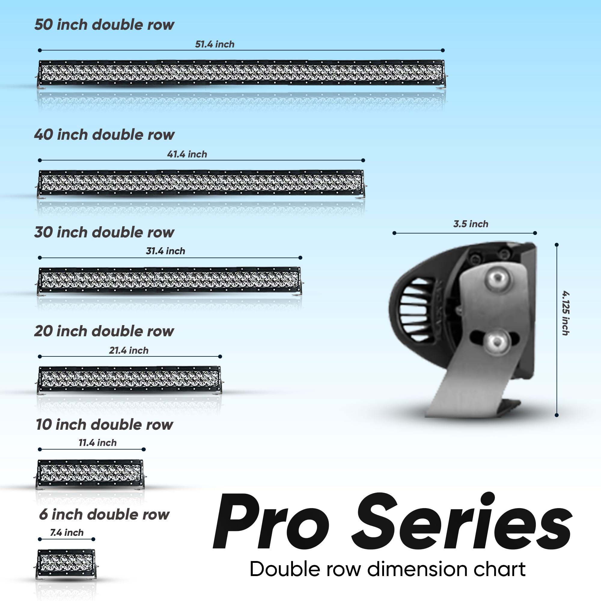 Black Oak Marine LED Light Bar 10-Inch Pro Series 3.0, White Double Row Light Bar - View #6