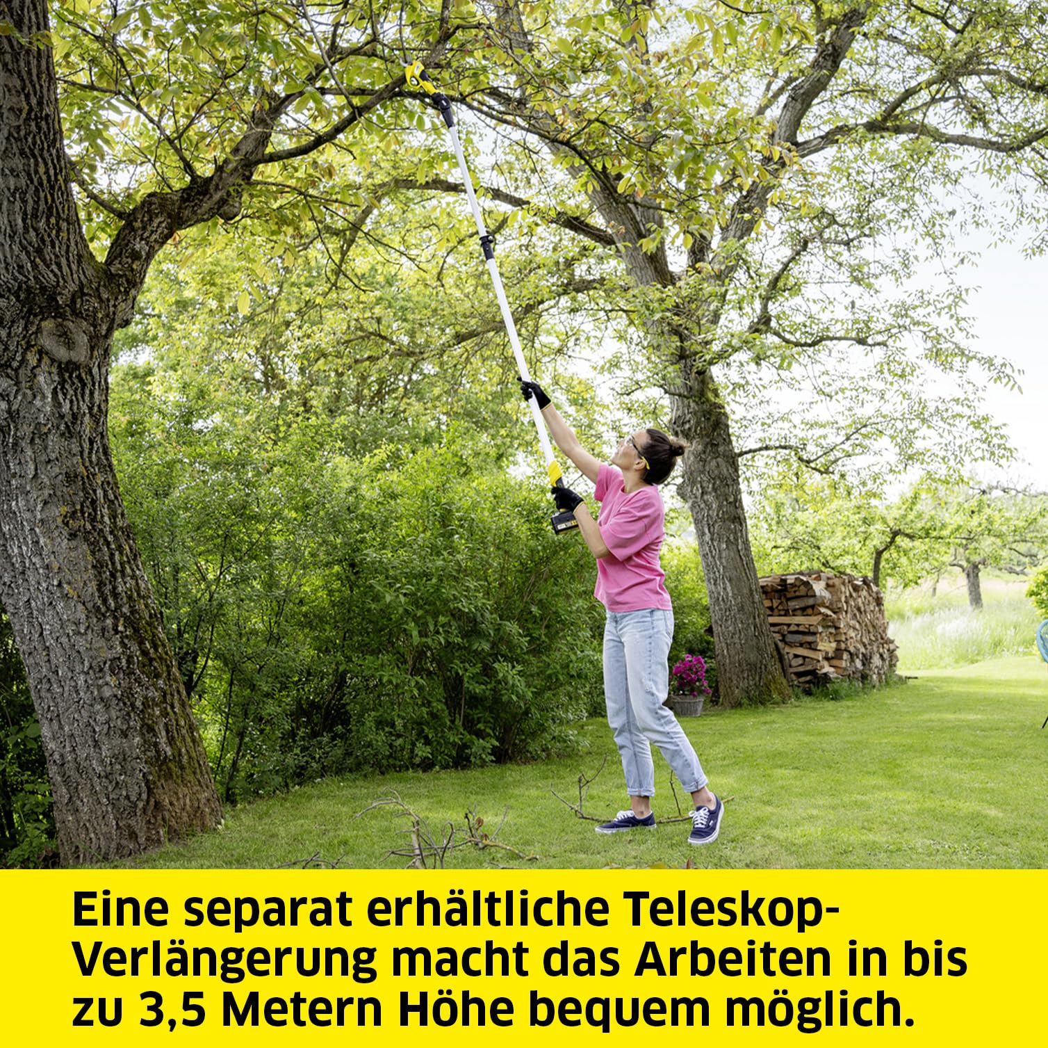Kärcher Akku-Astschere TLO 2-18, Bürstenmotor, Bypassklinge, Schnittstärke: bis zu 2,5 cm, bis zu 1.400 Schnitte je Akkuladung, verwendbar mit dem Kärcher 18 V Akku, ohne Akku und Ladegerät