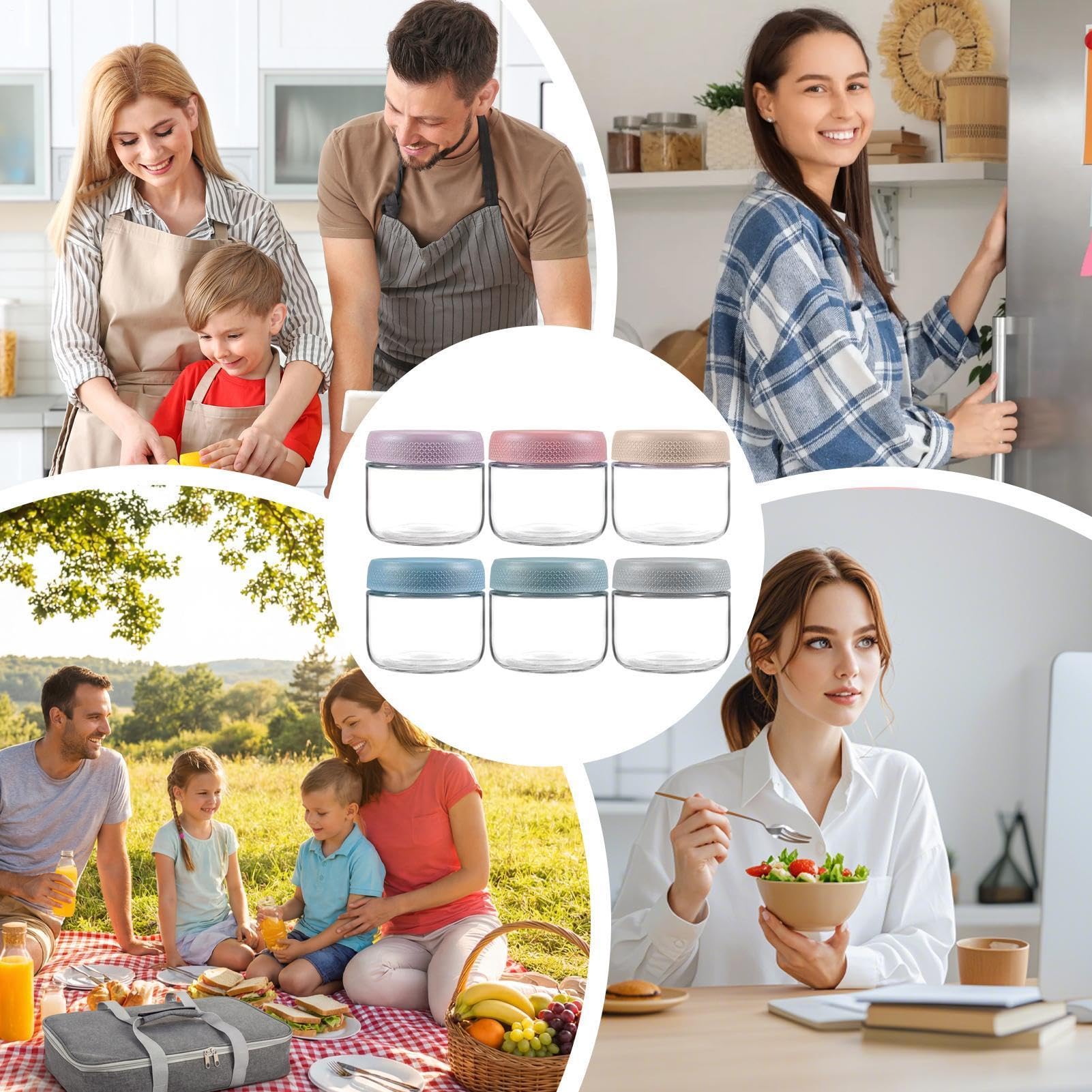 Generisch Overnight Oats 6-częściowy pojemnik zabezpieczony przed wyciekiem