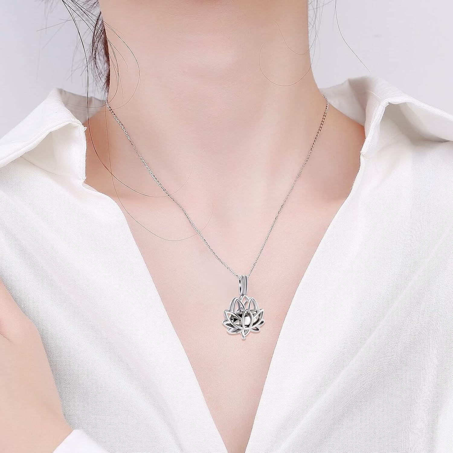 Imrsanl Cremation Jewelry for Ashes - Lotus Flower Ashes Pendant Necklace with Mini Keepsake Urn Memorial Ash Jewelry - Image 6