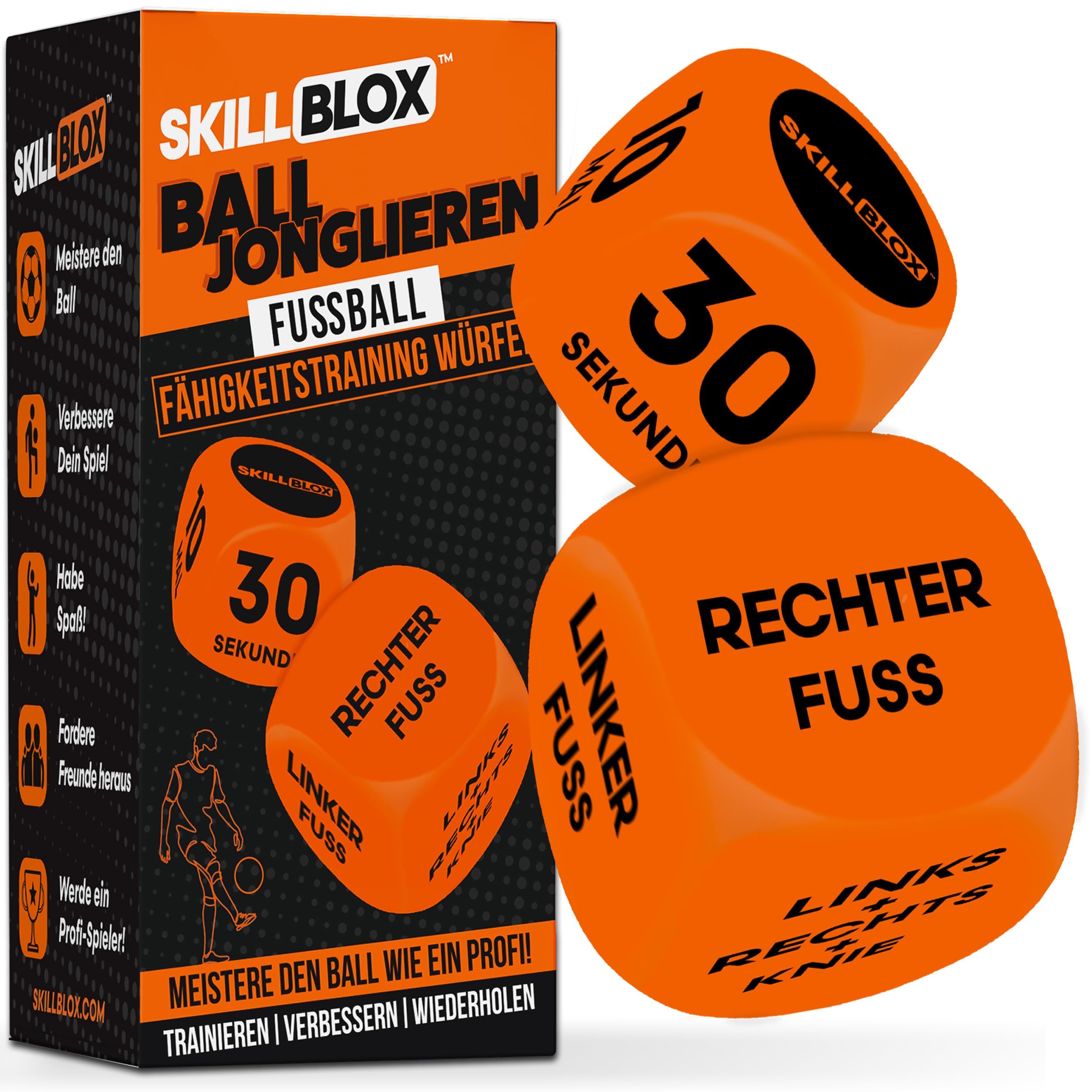 SKILL BLOX Soccer Kick Up Training Dice (2 pcs) - Soccer Gifts for Boys 8-12 to Improve Juggling Skills - Boys Football Accessories Training Equipment