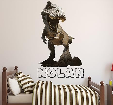 Amazon Com Lovely Decals World Llc T Rex Dinosaur Wall Decals Custom Boys Name Art For Kids Rooms Decor Sticker Vinyl Ld41 18 W X 30 H Home Kitchen