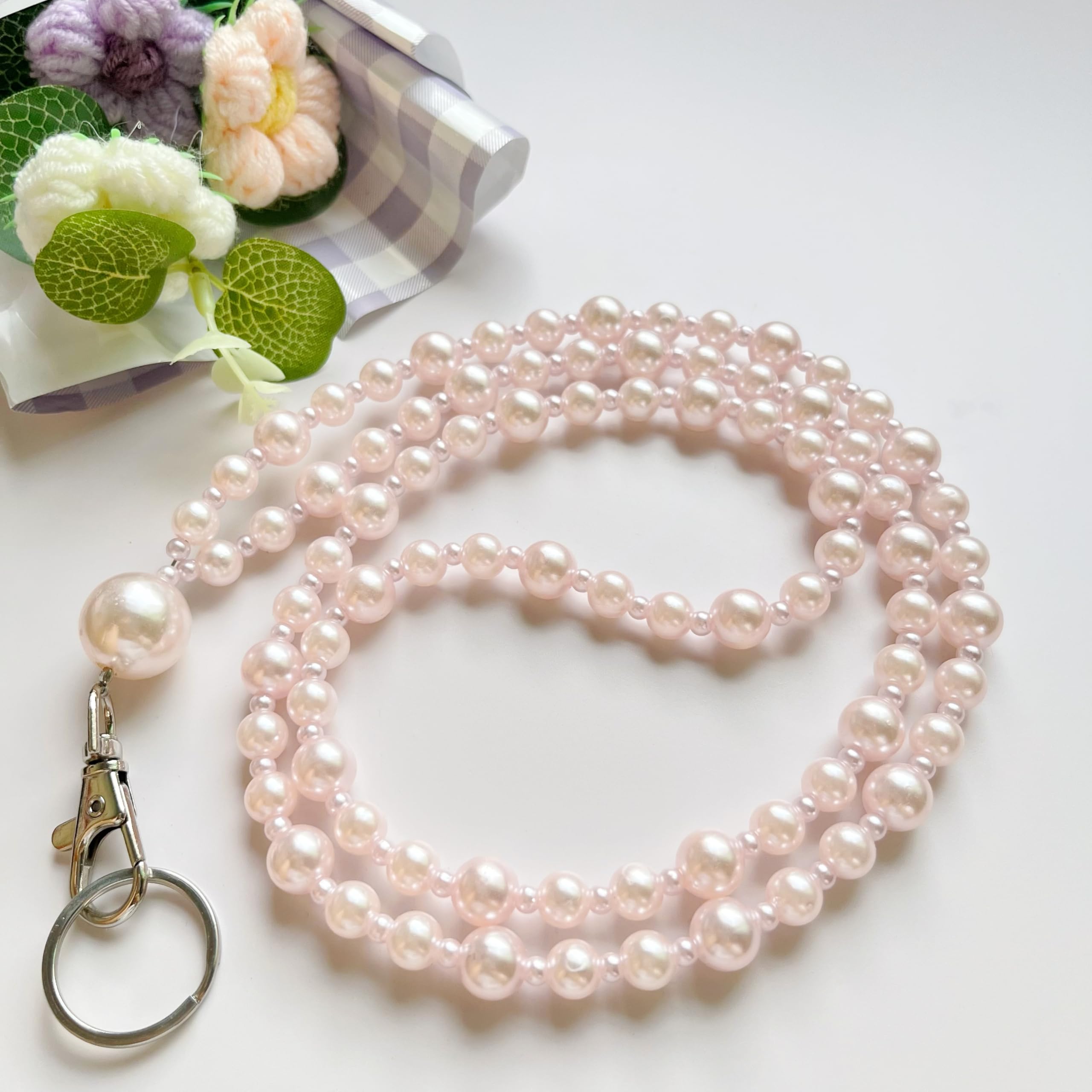 Amazon.com: Blynkell Pink Pearl Lanyard for ID Badges Name Tag and