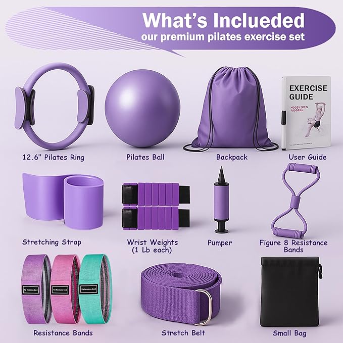 Kit de Pilates con Pesas, Bandas, Aro, Pelota y Accesorios - Reenile miniatura 2