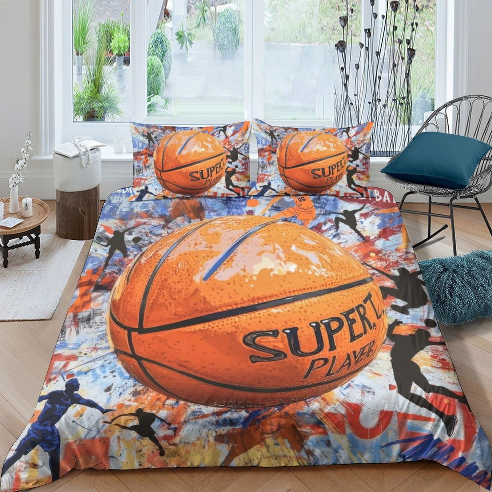 Ctjqhvkz Style-7 3D Printed Basketball Street Graffiti Fitted Sheet Microfiber Soft Mattress Cover For Bedroom Dorm Mattress Protector Decor Single（135X200cm）