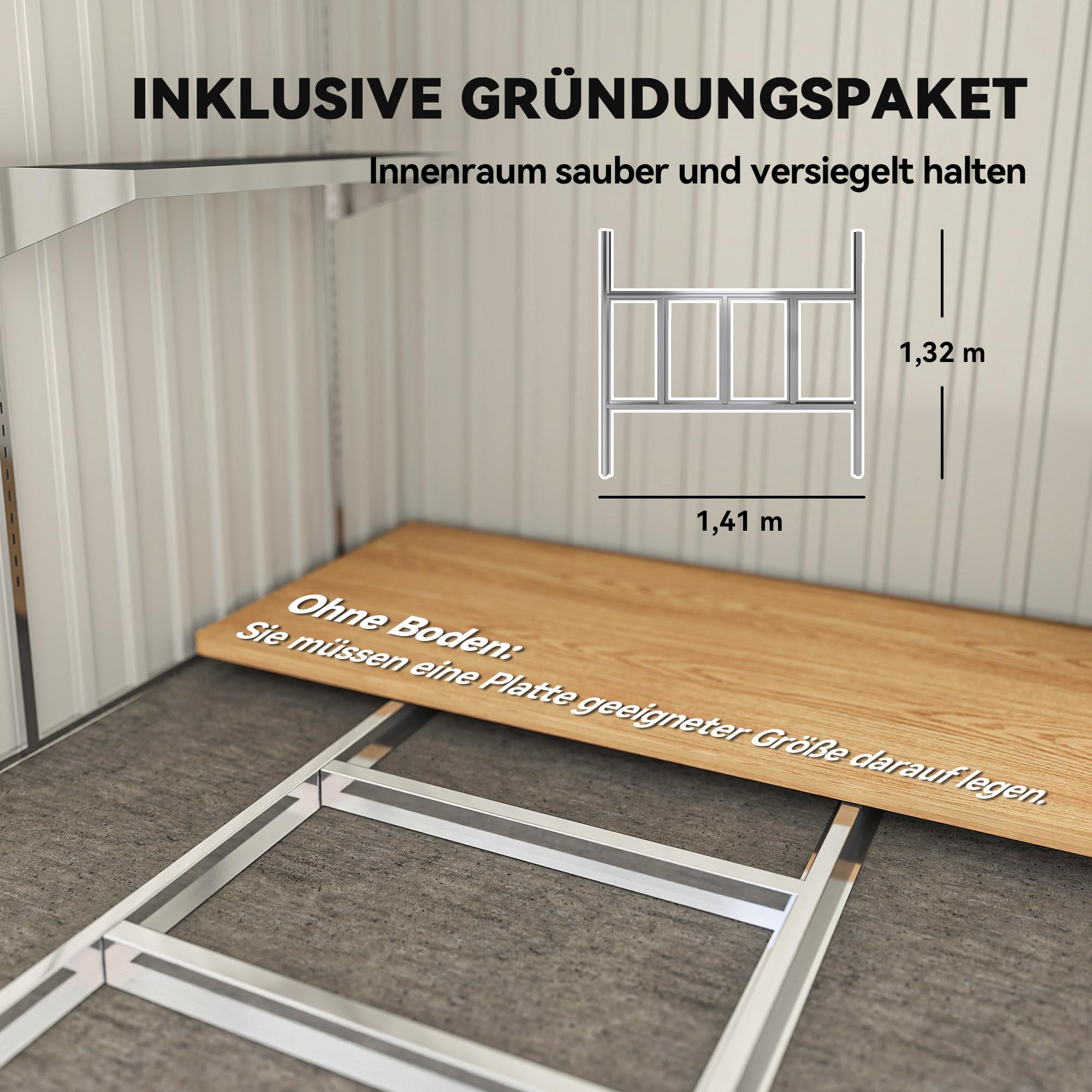 Outsunny Metall Gerätehaus 2,81m² 154x206,5x181 cm Geräteschuppen mit Pultdach Schiebetür wetterfest Hellgrau