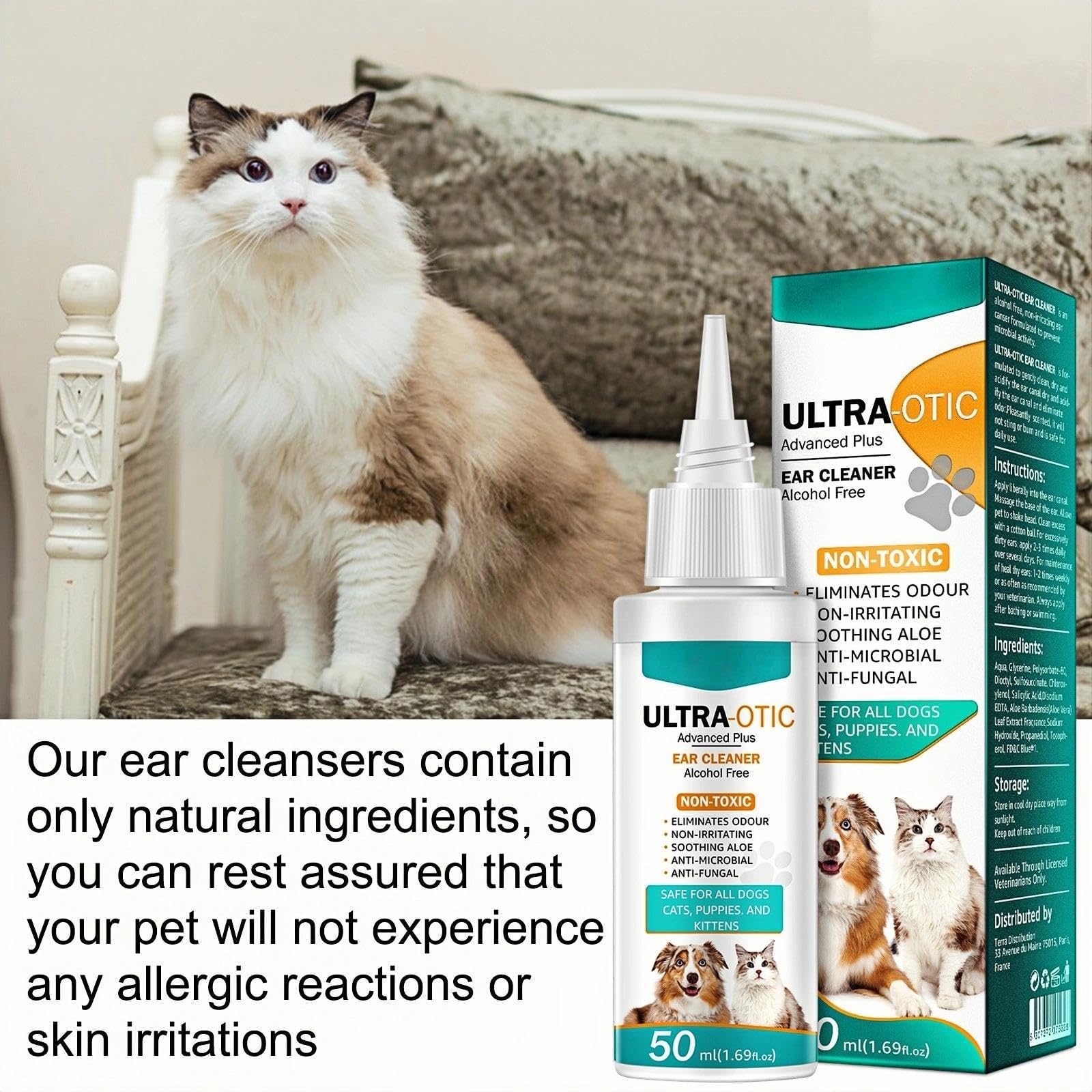 Dog Ear Cleaner, Ear Cleaner for Dogs & Cats, Dog Ears Drops for Infection Dog-Ear Infection Treatment - Image 3
