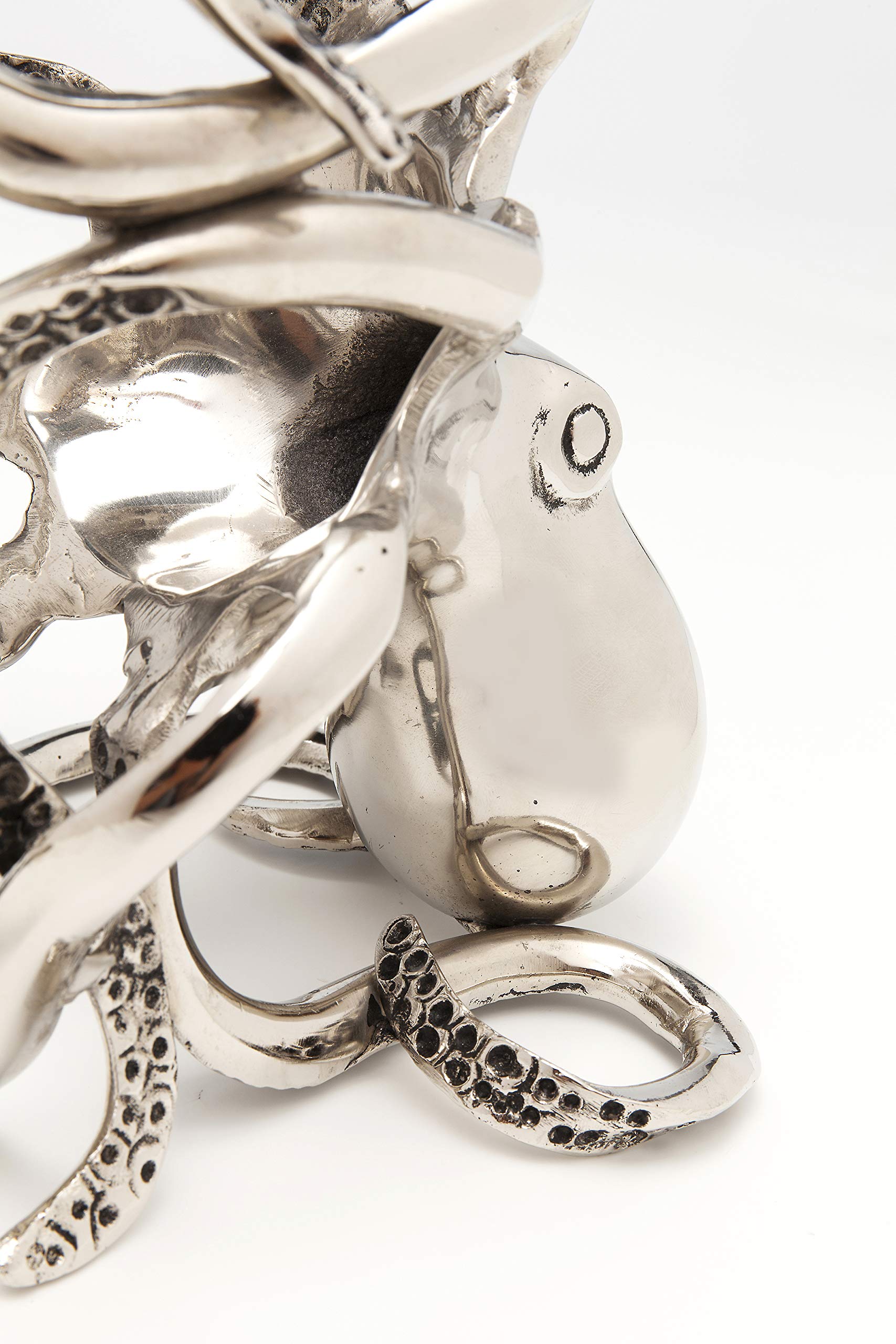 Kare Design Porte-bouteilles Octopus, Argent, Aluminium, 23x17x20 cm | Design déco, accessoire de table en aluminium, pour vaisselle et accessoires de table