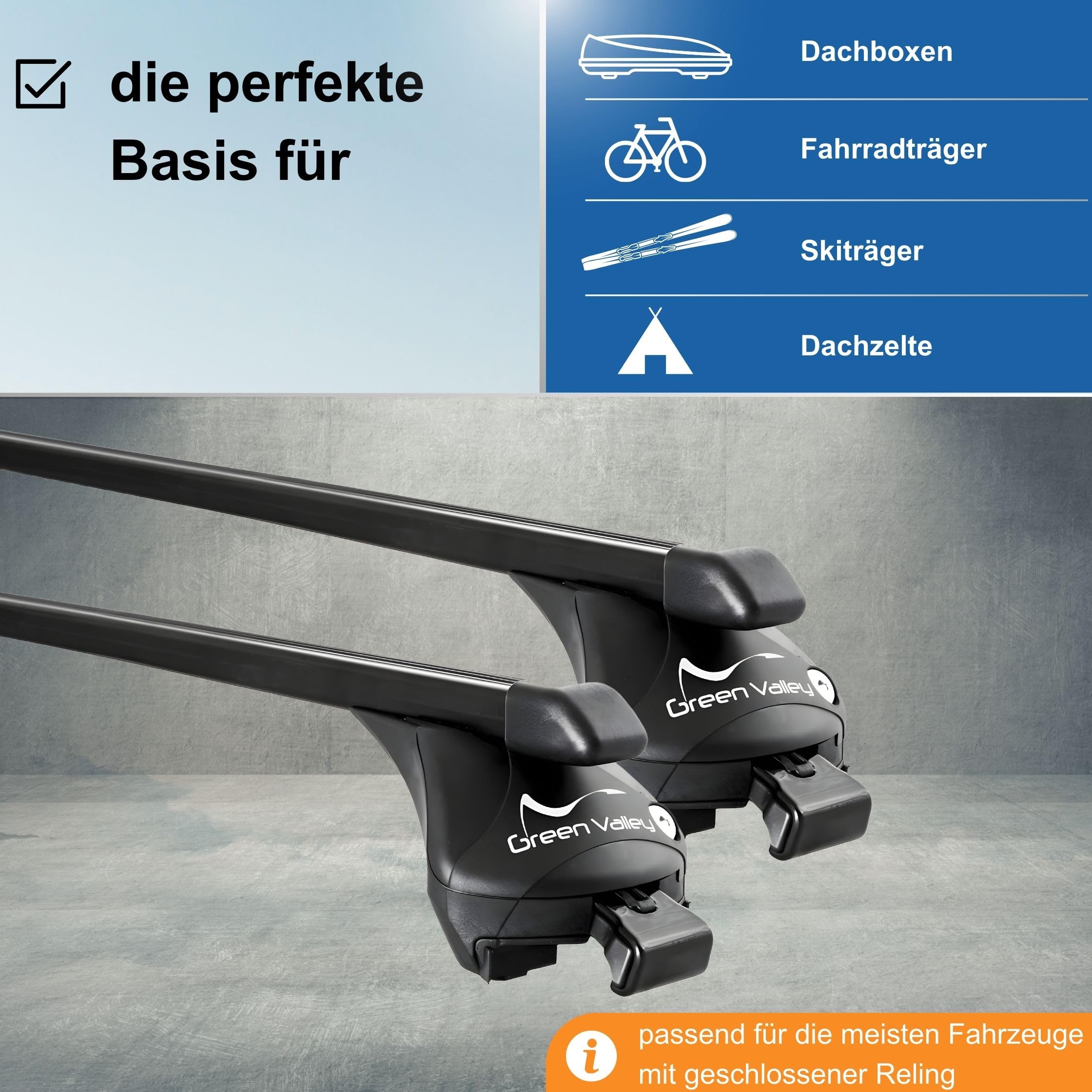 universal Dachträger Quick Relingträger 107cm bis 100kg für aufliegende Dachreling