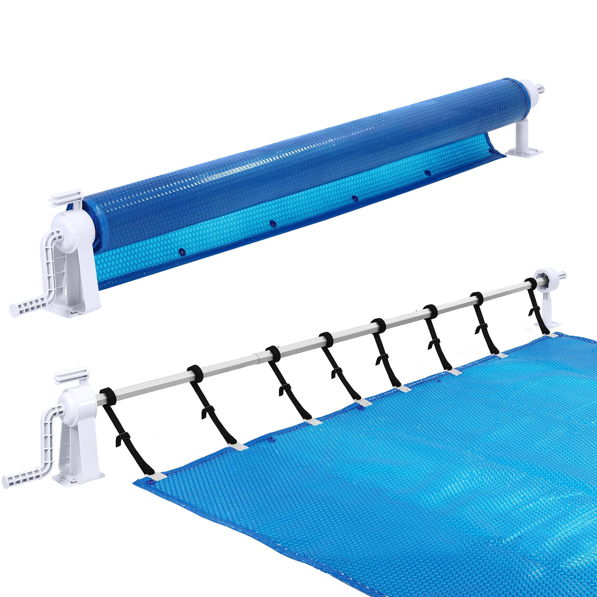 Pool Aufroller 1,05–6,15 m Verstellbar, Aluminium Aufrollvorrichtung für Poolfolie & Solarplane