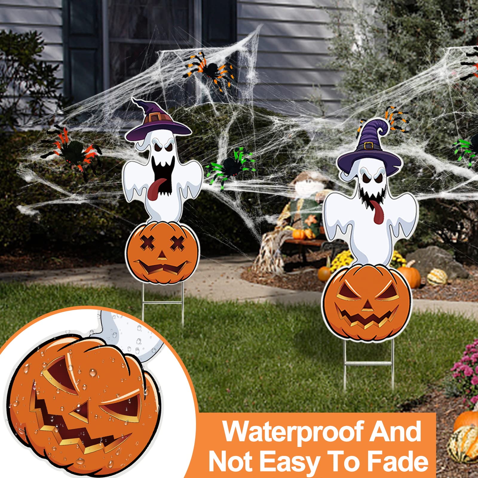 Großes Geisterschild Für Halloween – 38,1x30,5 Cm | Wetterfeste Rasen-Dekoration Mit Heringen
