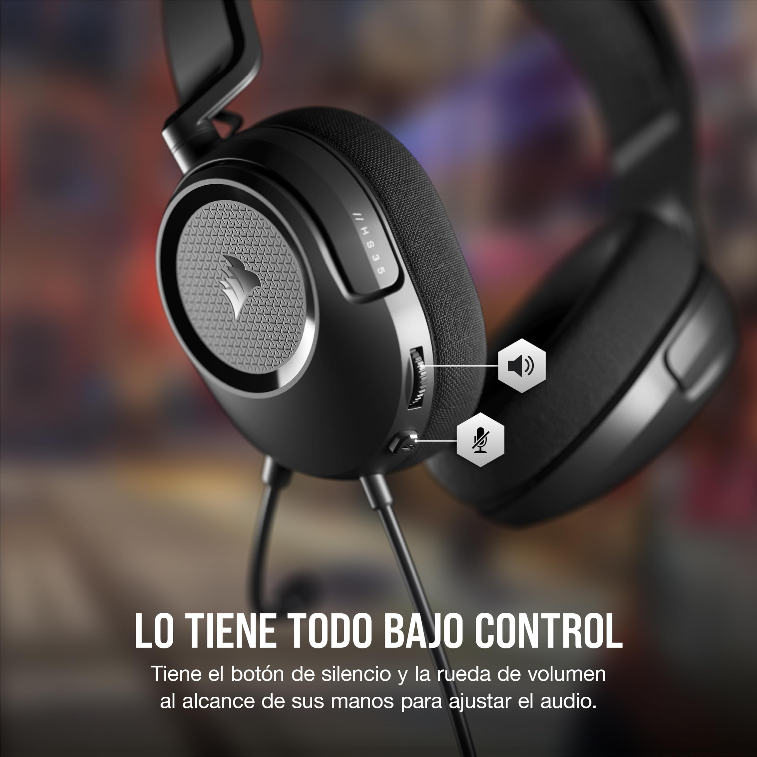 Corsair HS35 v2 Multiplataforma Auriculares con Cable para Juegos – Micrófono Omnidireccional Flexible – Conectividad Universal de 3,5 mm – PC, Mac, PS5, PS4, Xbox, Nintendo Switch, Móvil – Carbón