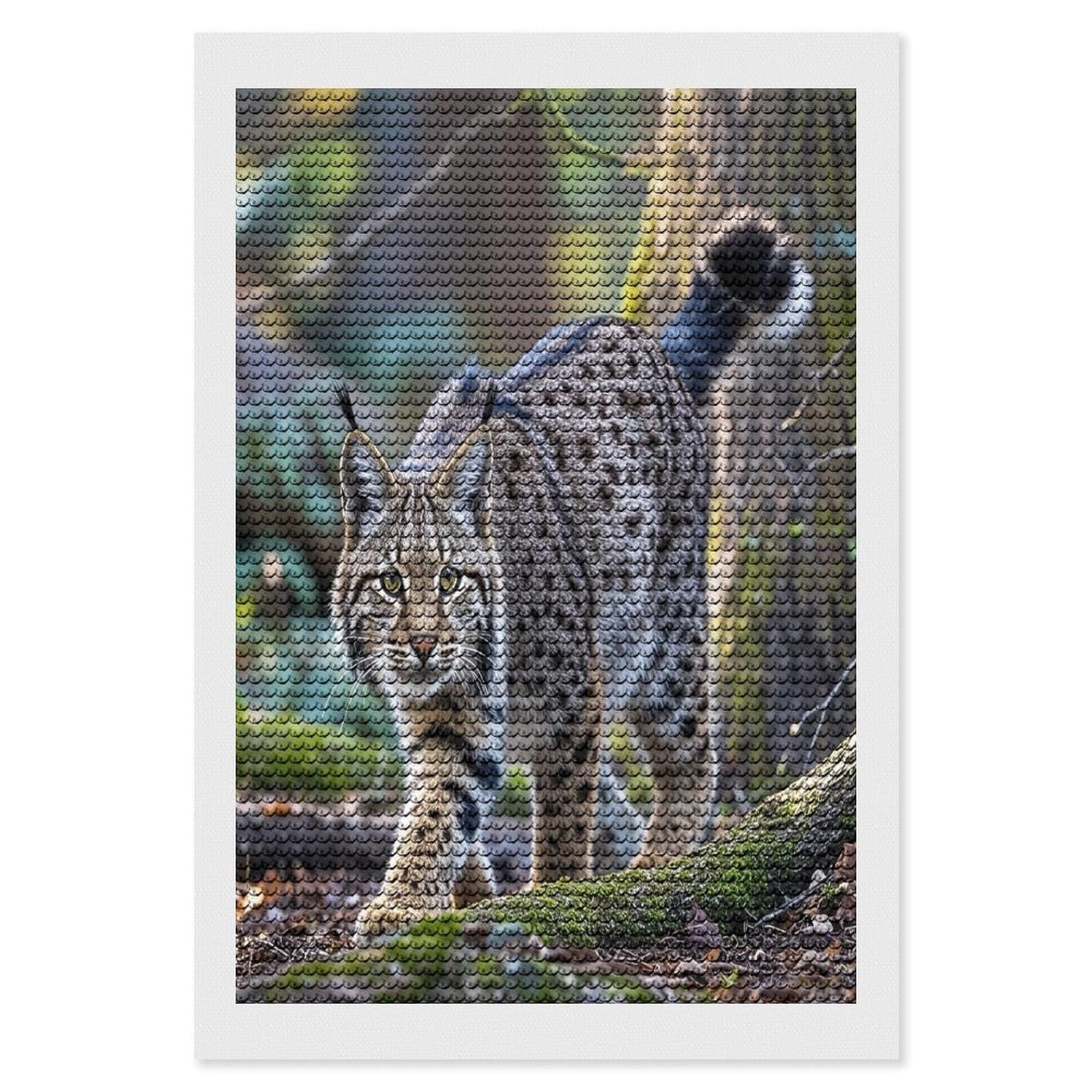 FekiLoot Wild Bobcat Diamond Painting Kits for Adults Round Paint with Diamonds Pictures Gem Art Painting Kits Personalized Diamond Art Full Drill for Beginners Home Wall Decor