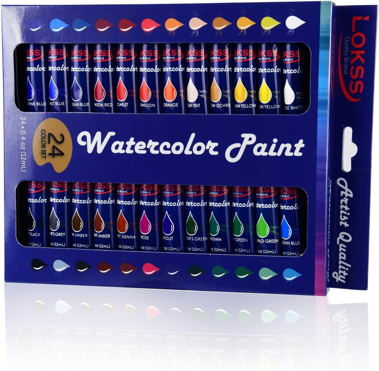Lokss Watercolor Paint Set - 24 Colors - Non Toxic & Vivid Colors โ Premium Quality for Artists, Students & Beginners. Easy to Blend & Excellent Coverage. Great Gift!